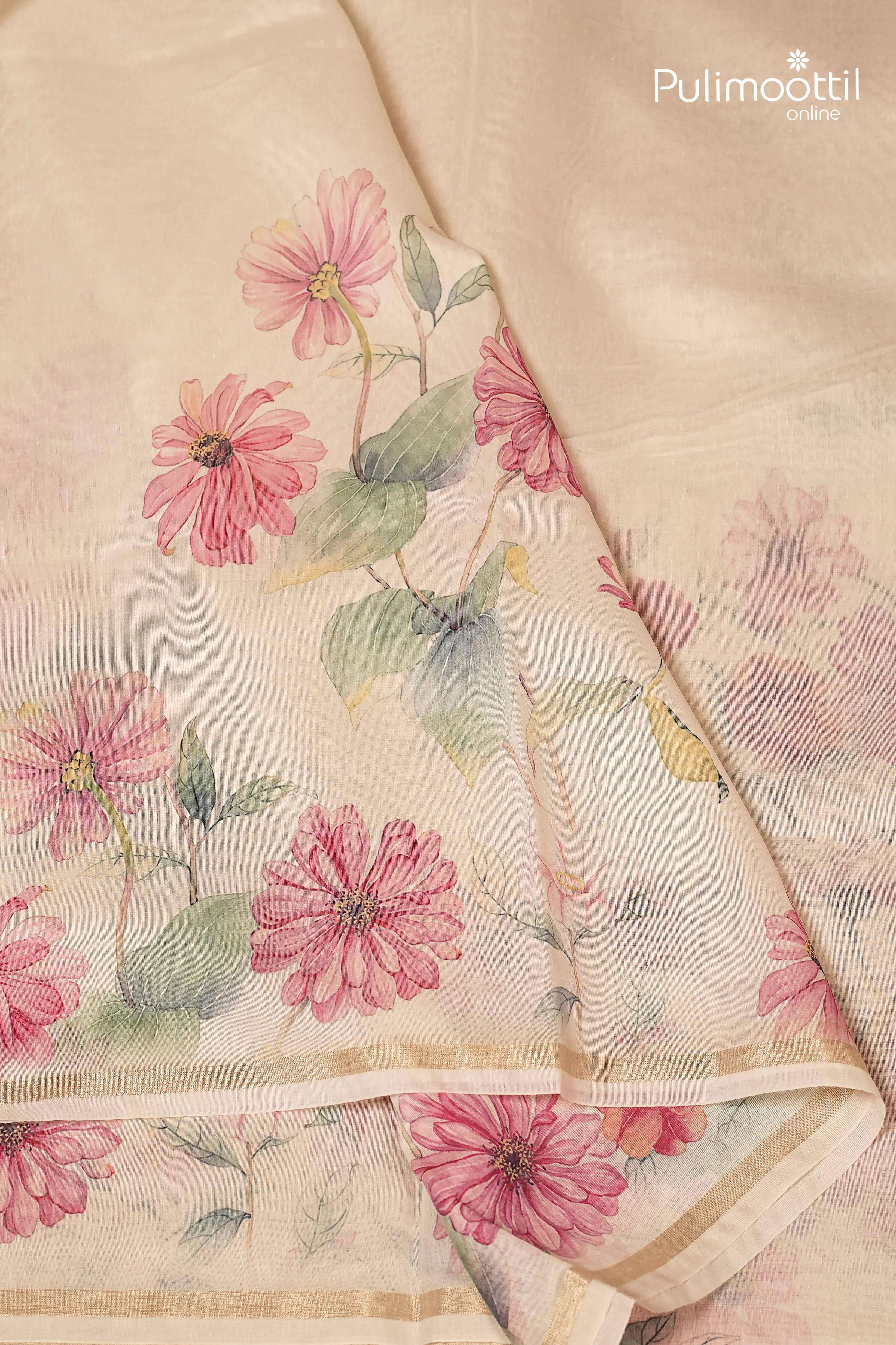 Offwhite Colour Semi Chanderi Traditional Saree