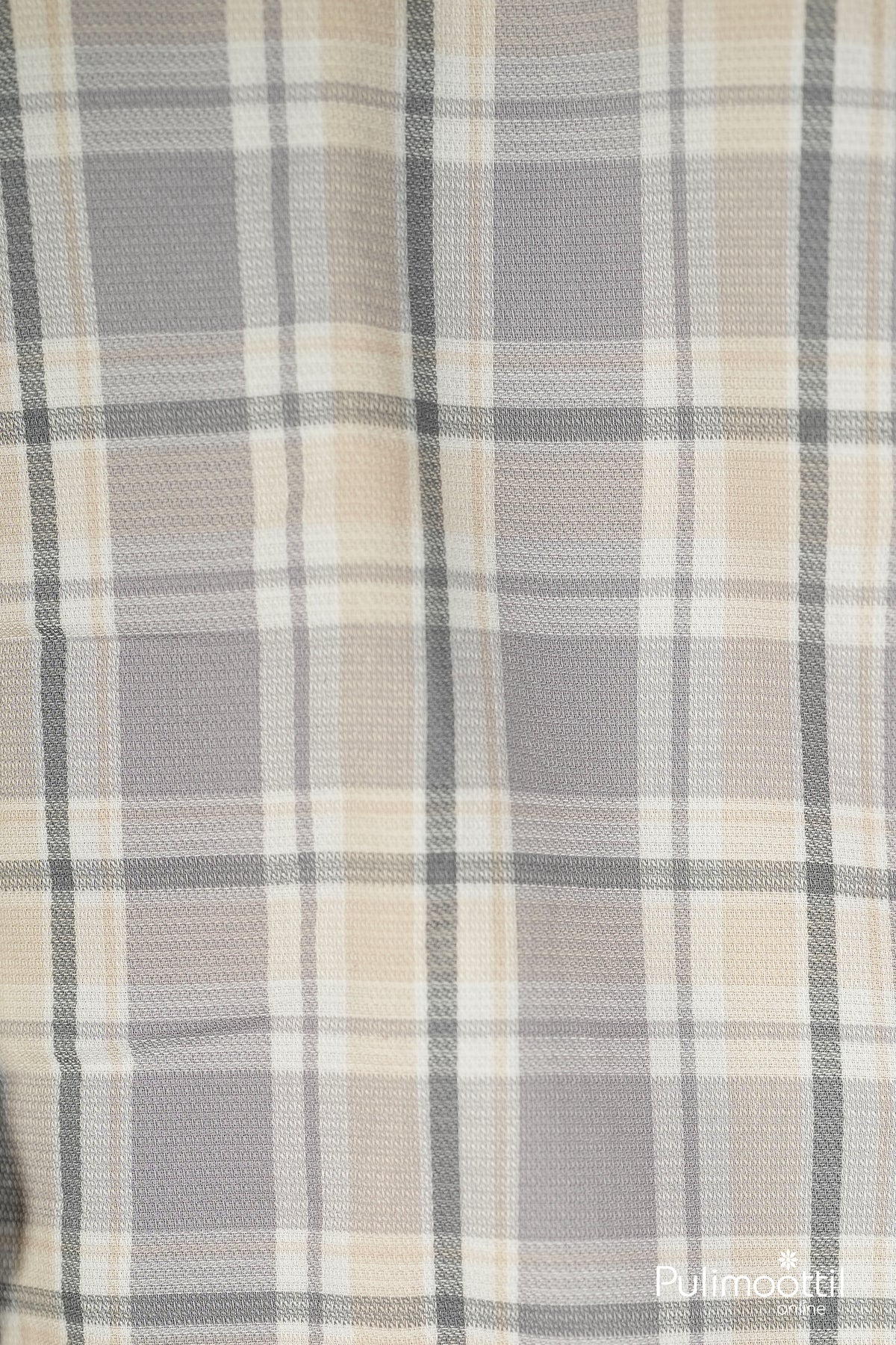 Grey, Beige and White Plaid Check Shirt Full Sleeve Mens Shirt