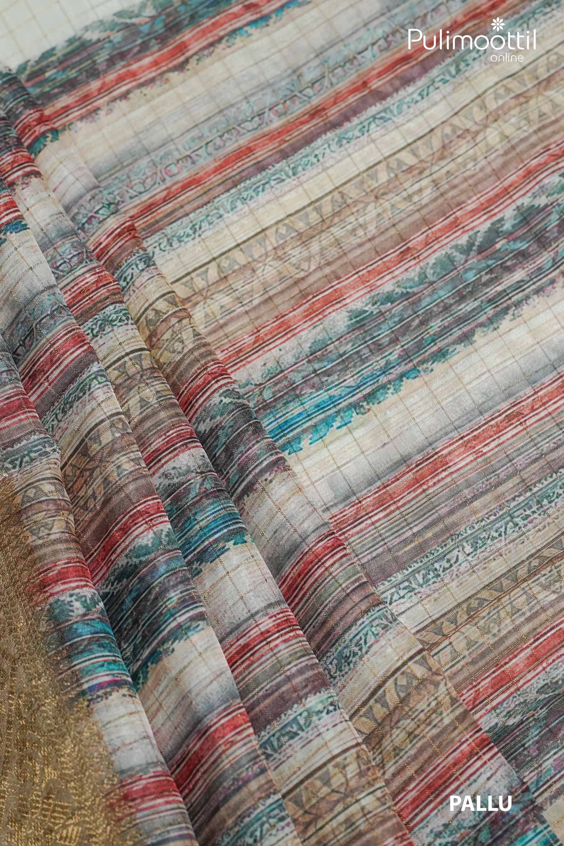 White Colour Semi Tussar Saree.