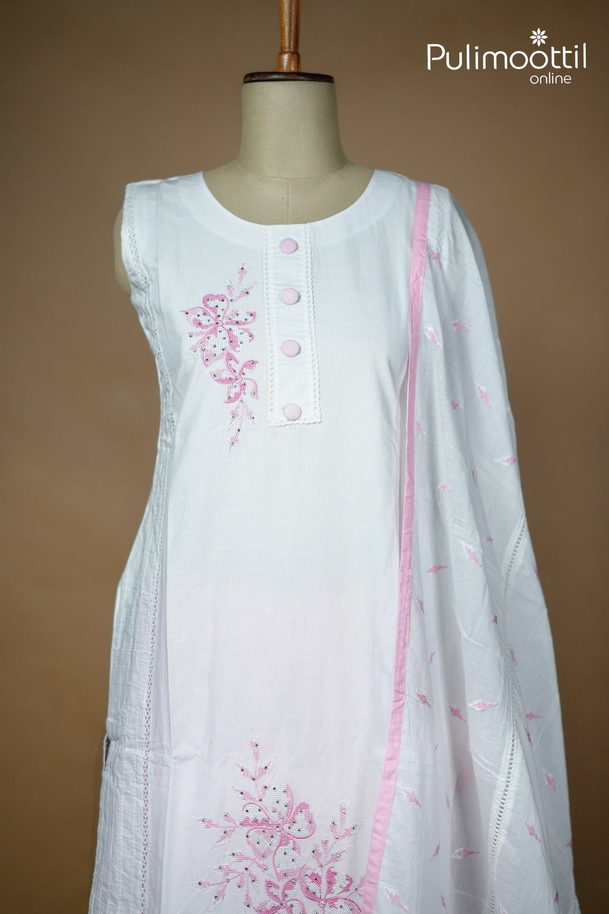 White Colour Cotton Salwar Set