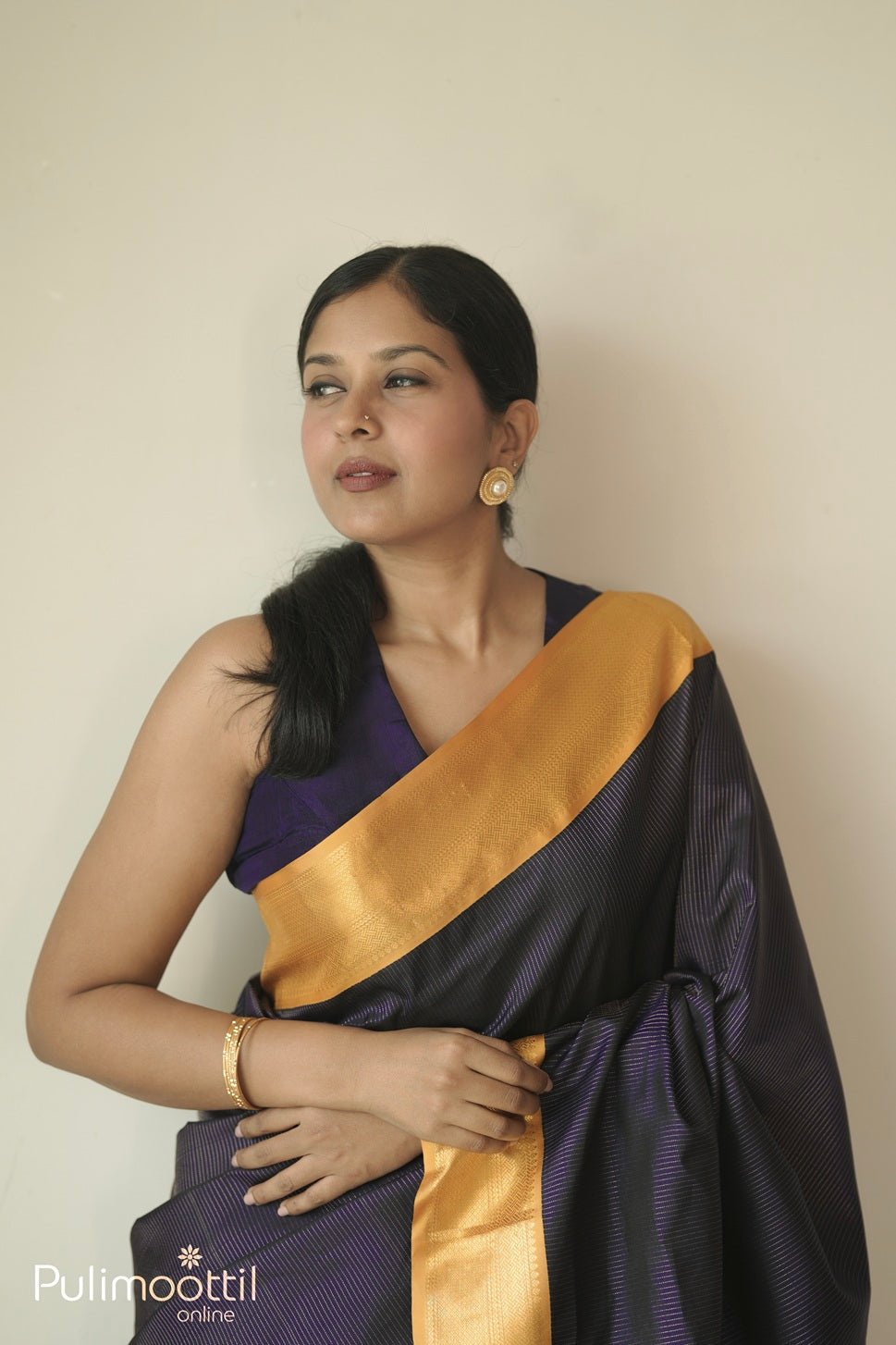 Violet Colour Kanchipuram Saree.
