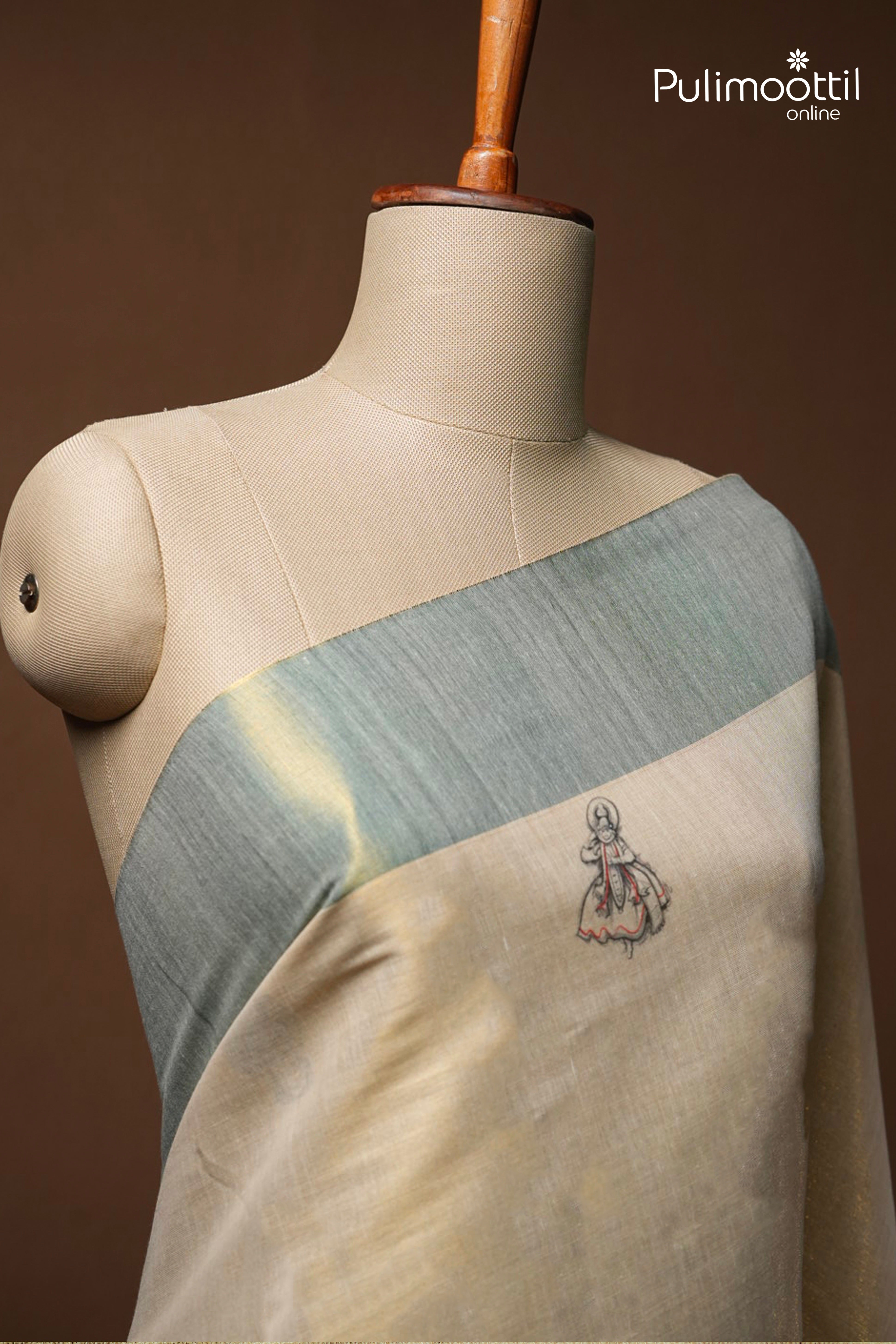 Kerala Traditional Kathakali Golden Tissue Set Saree