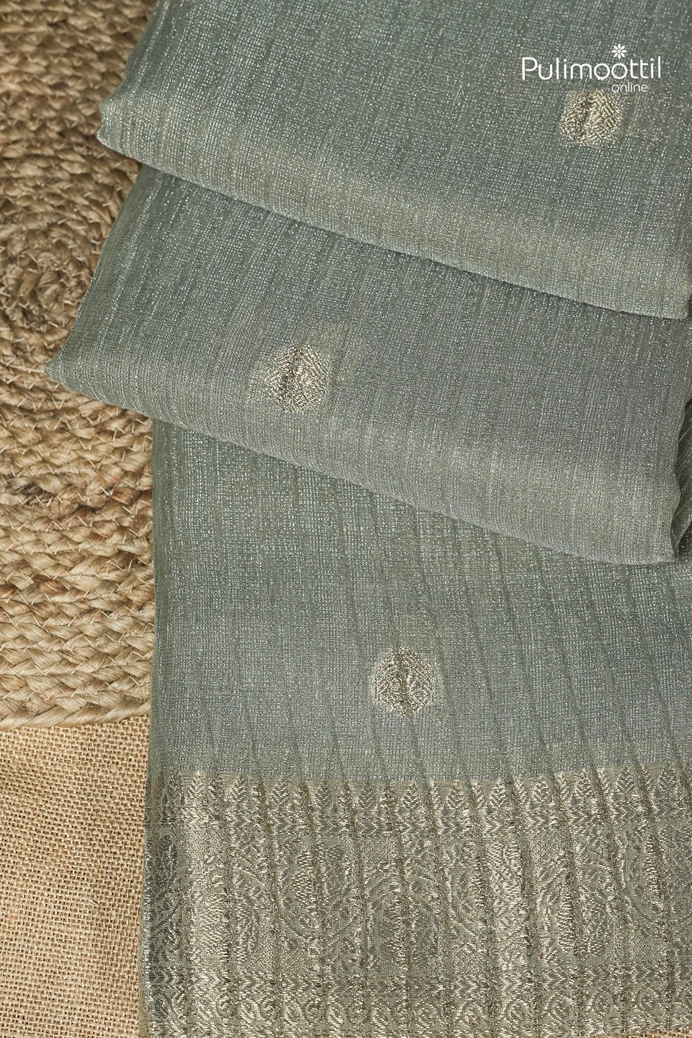 Light Pista Green Colour Semi Tissue Saree