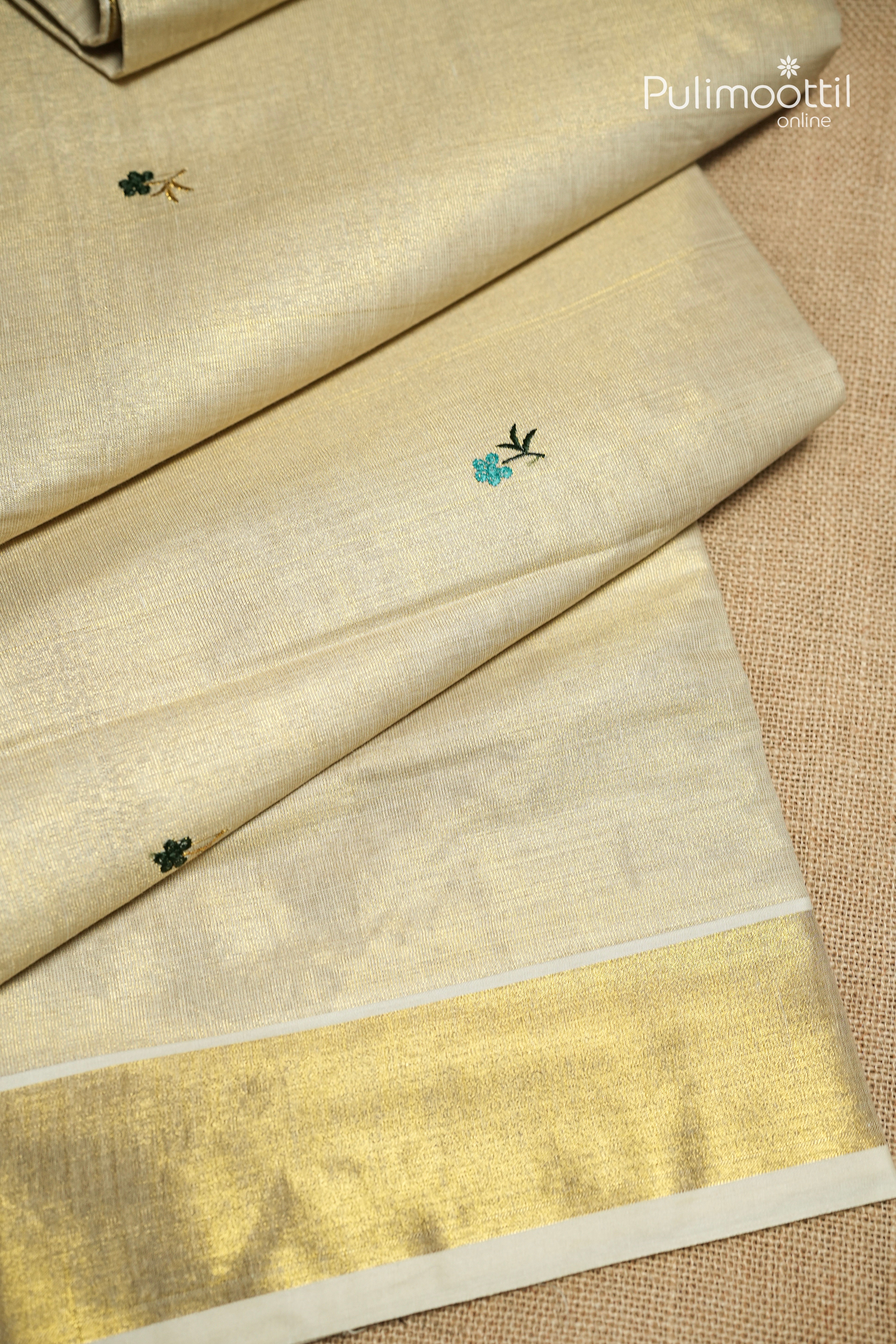 Kerala Traditional Golden Tissue Set Saree