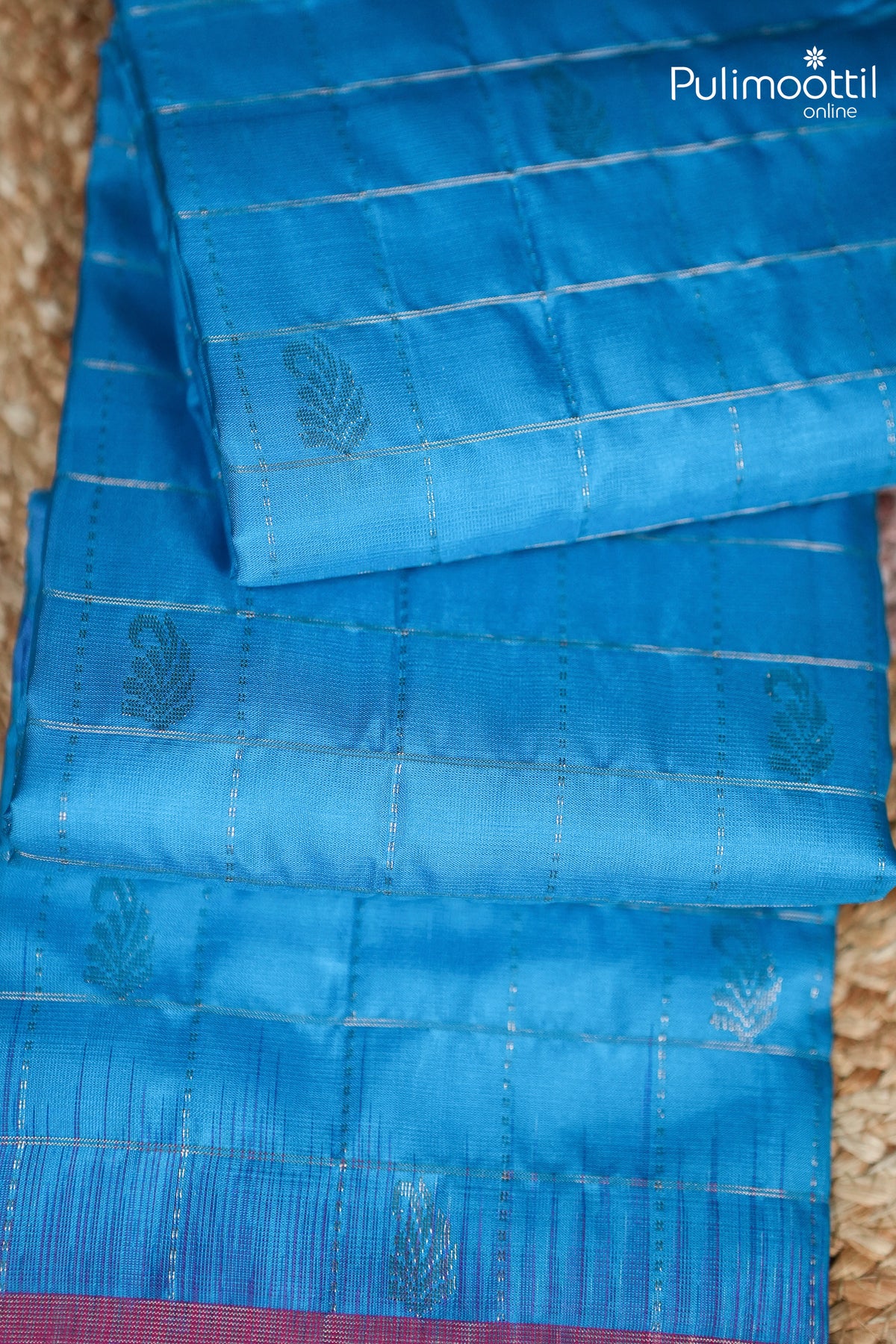 Sky Blue Colour Kanchipuram Designer Saree