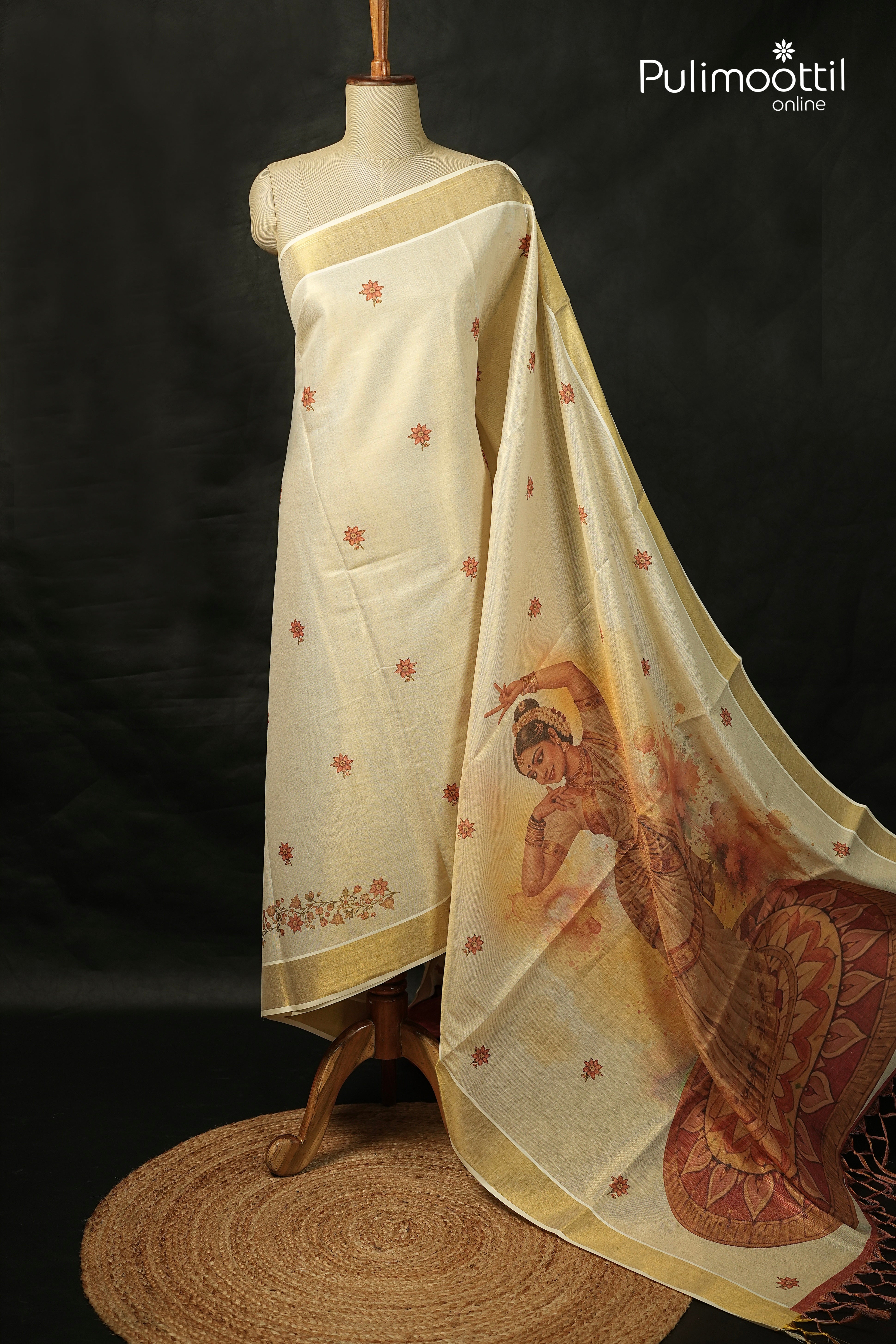 Kerala Traditional Golden Tissue Set Saree