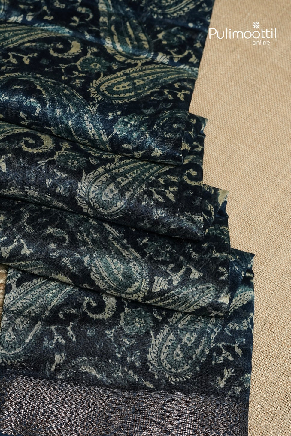 Dark German Blue Colour Chanderi Saree