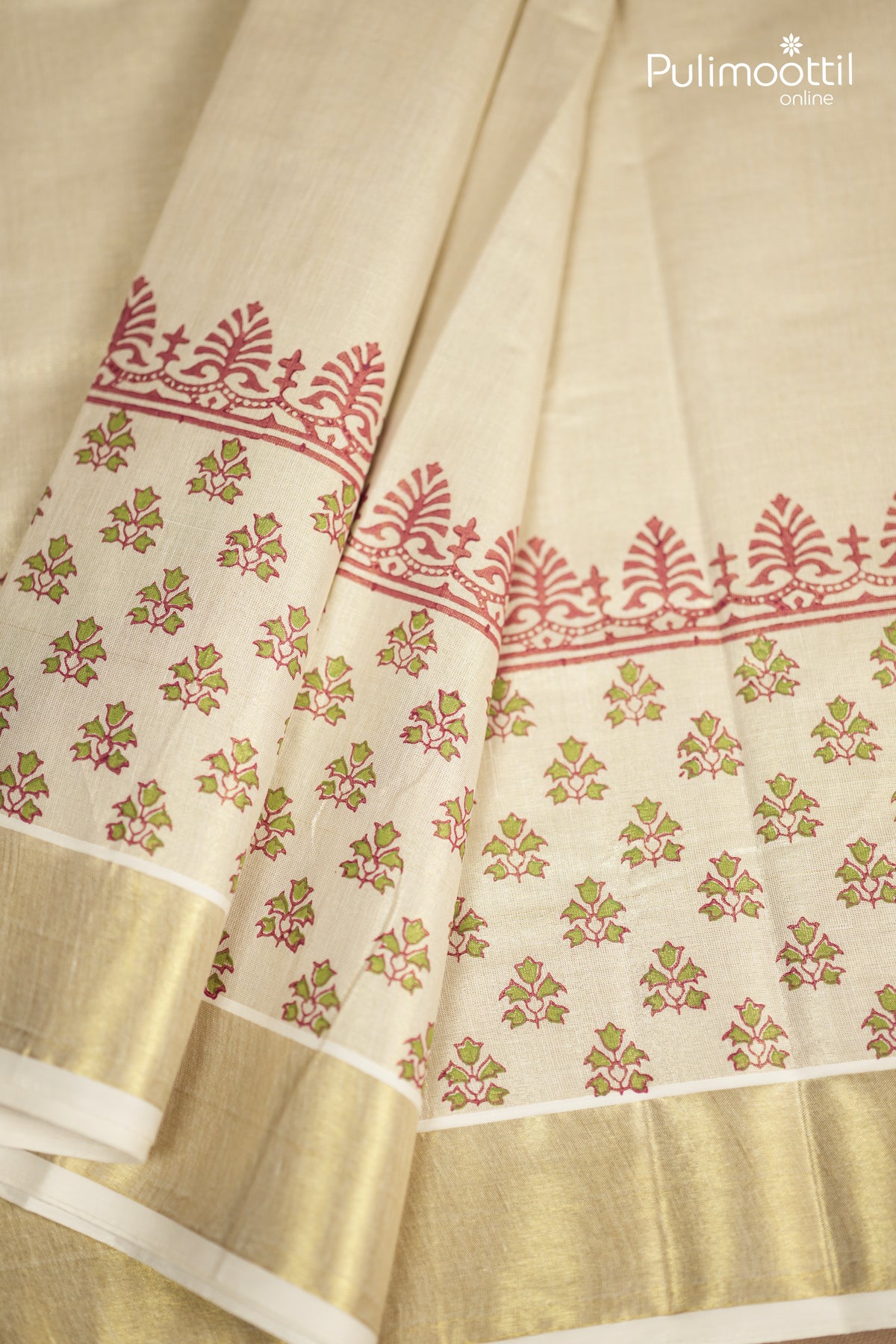Kerala Traditional Golden Tissue Set Saree