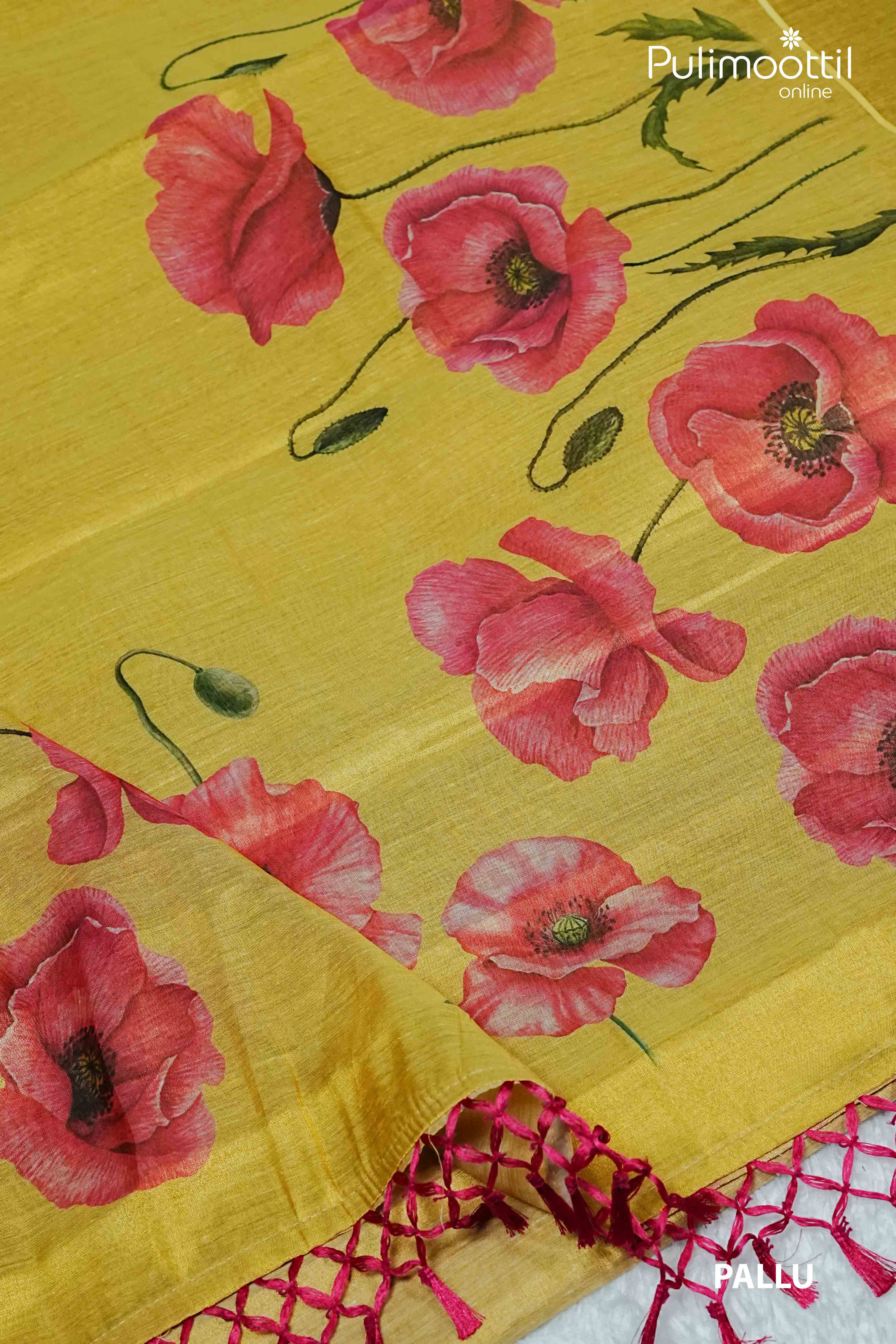 Golden Yellow Colour Kerala Traditional Tissue Set Saree