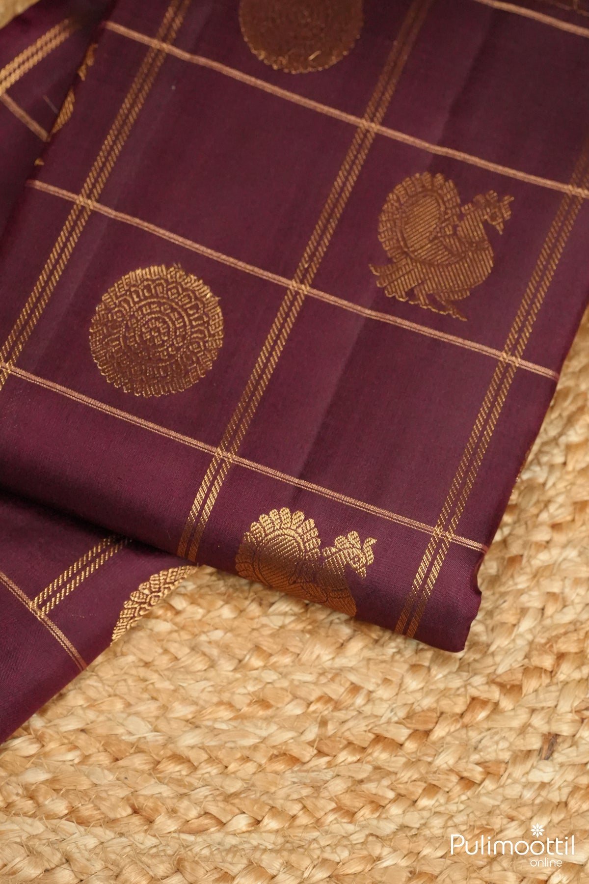 Wine Red Colour Kanchipuram Designer Saree