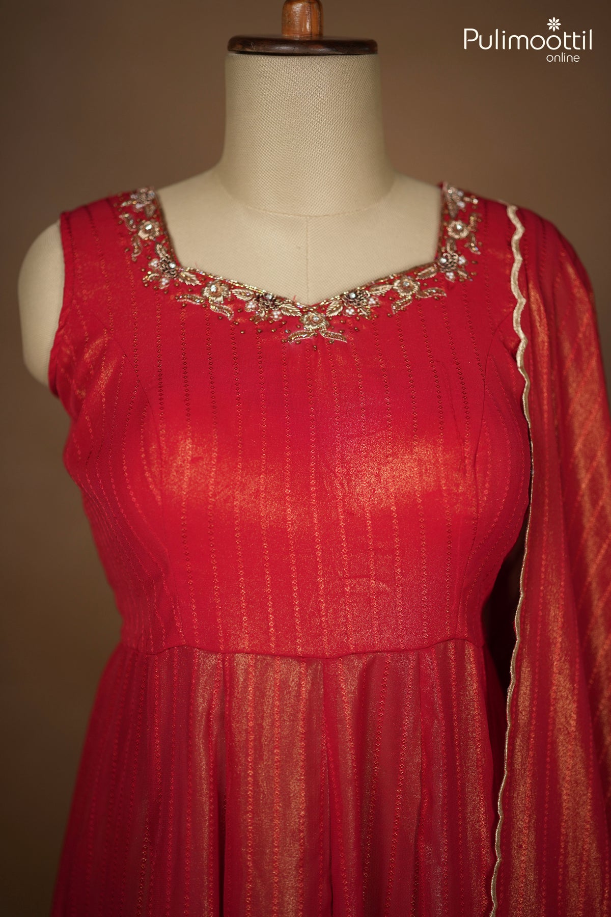 Red Colour Shimmer Georgette