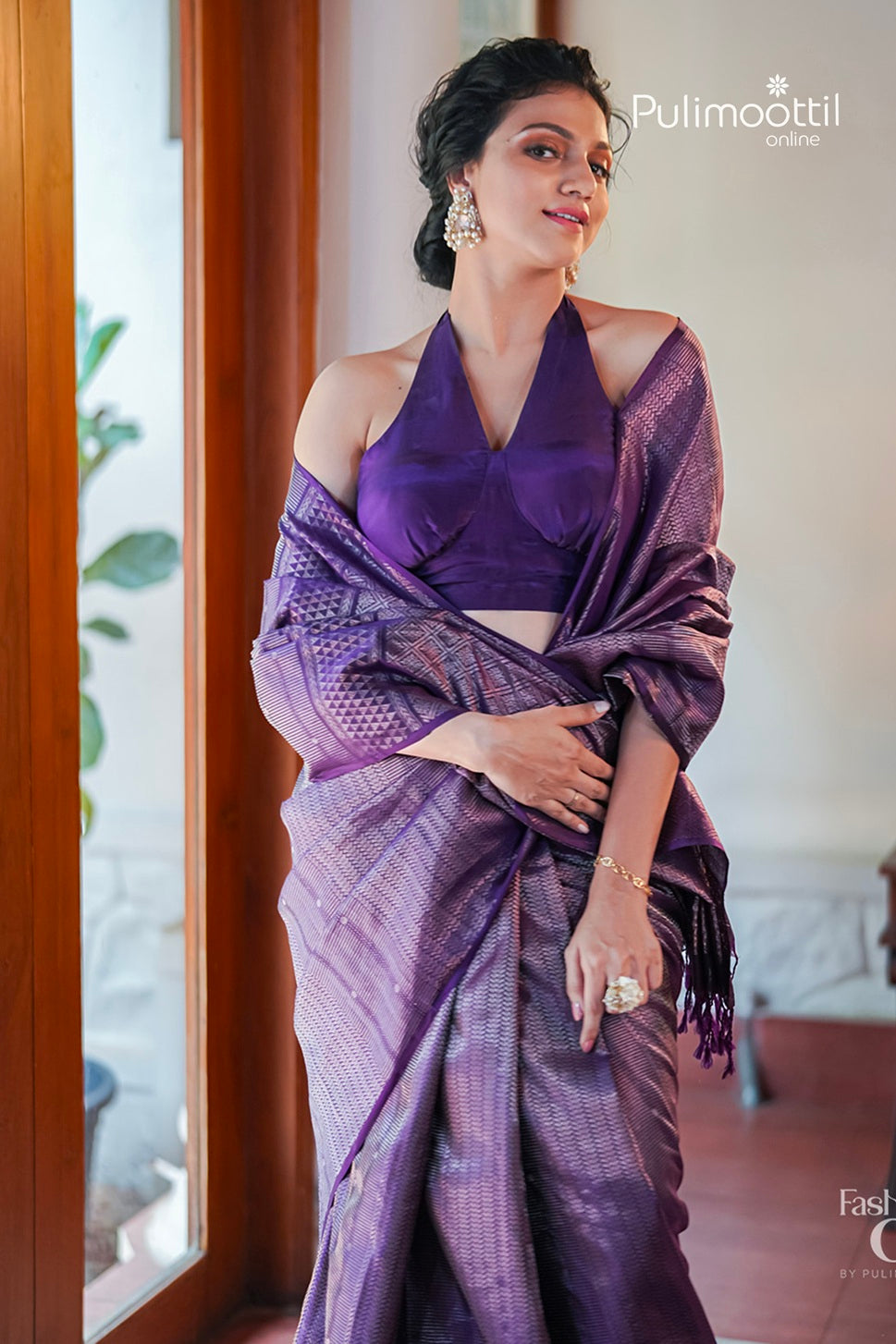 Dark Violet Colour Kanchipuram Designer Saree