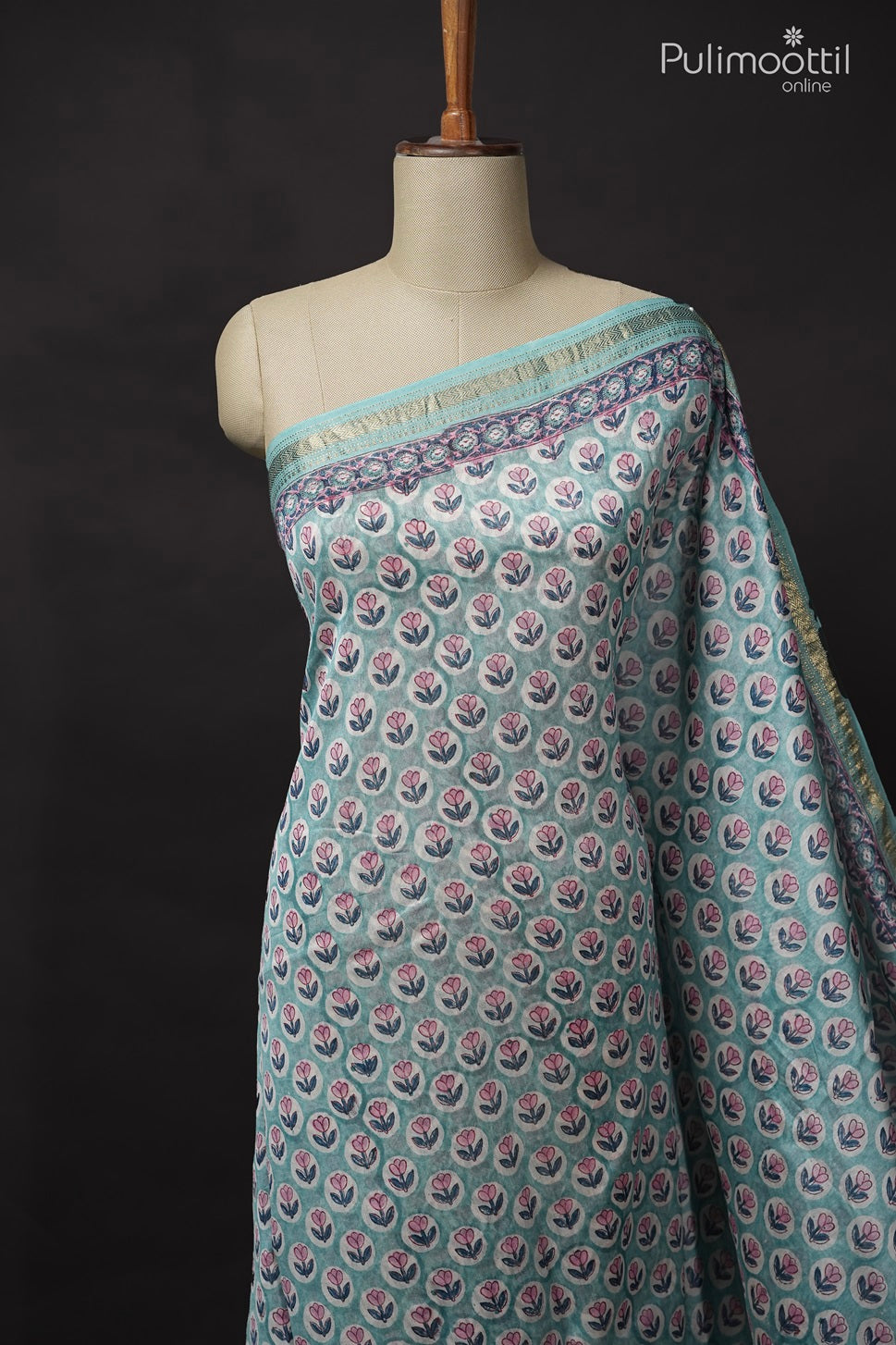 Light Peacock Colour Chanderi Saree