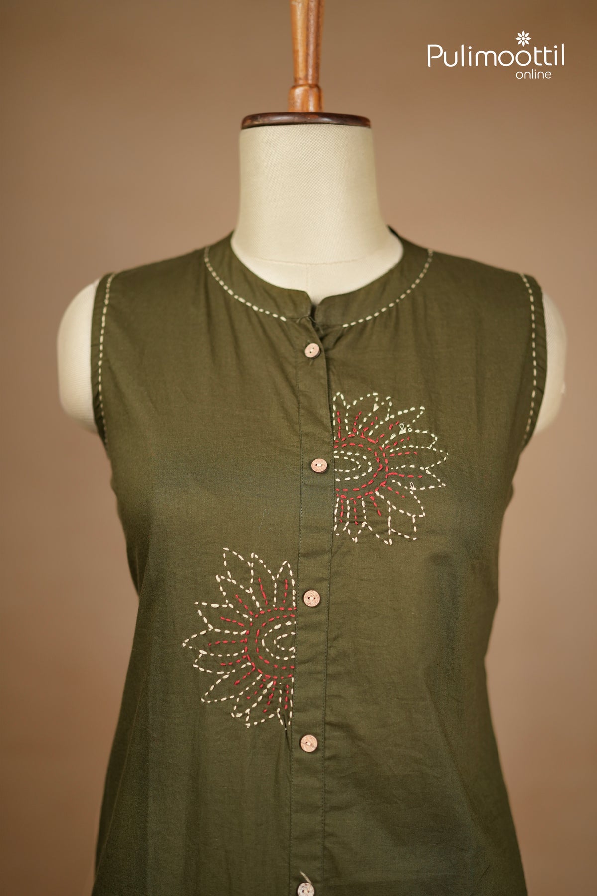 Dark olive Green Colour Cotton Co-ord Set