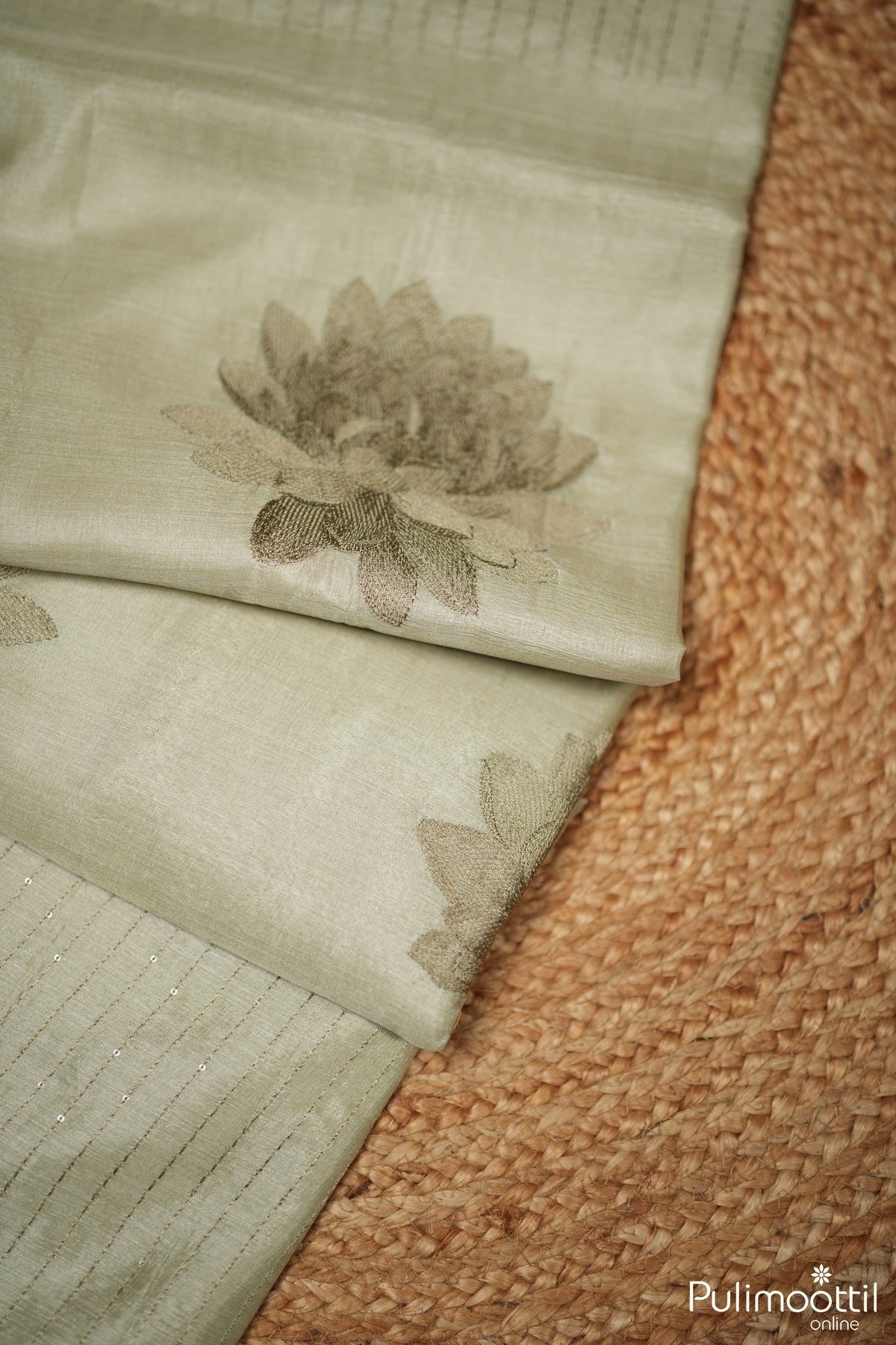 Pastel Mint Green Colour Tussar Silk Saree