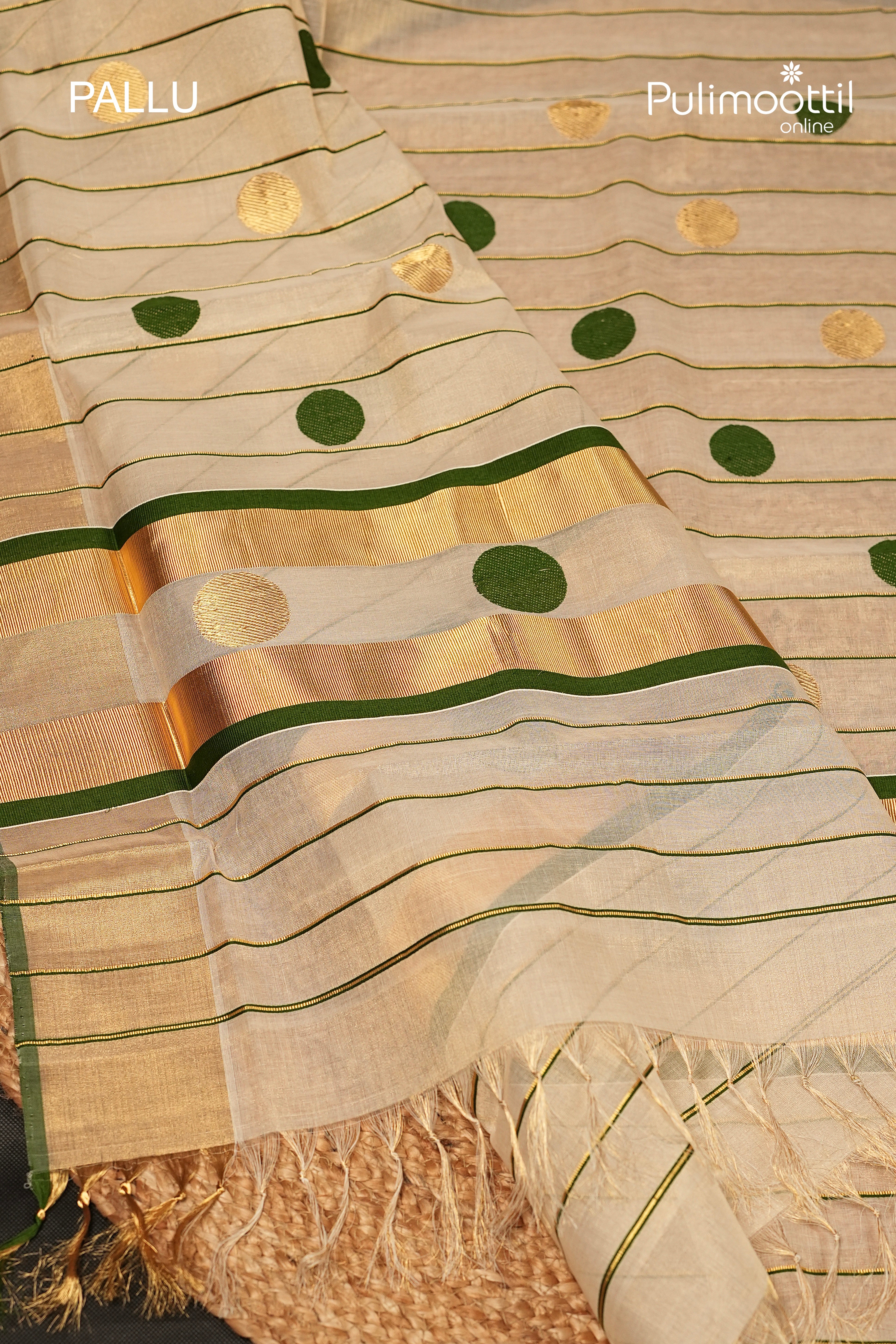 Kerala Traditional Golden Tissue Handloom Set Saree