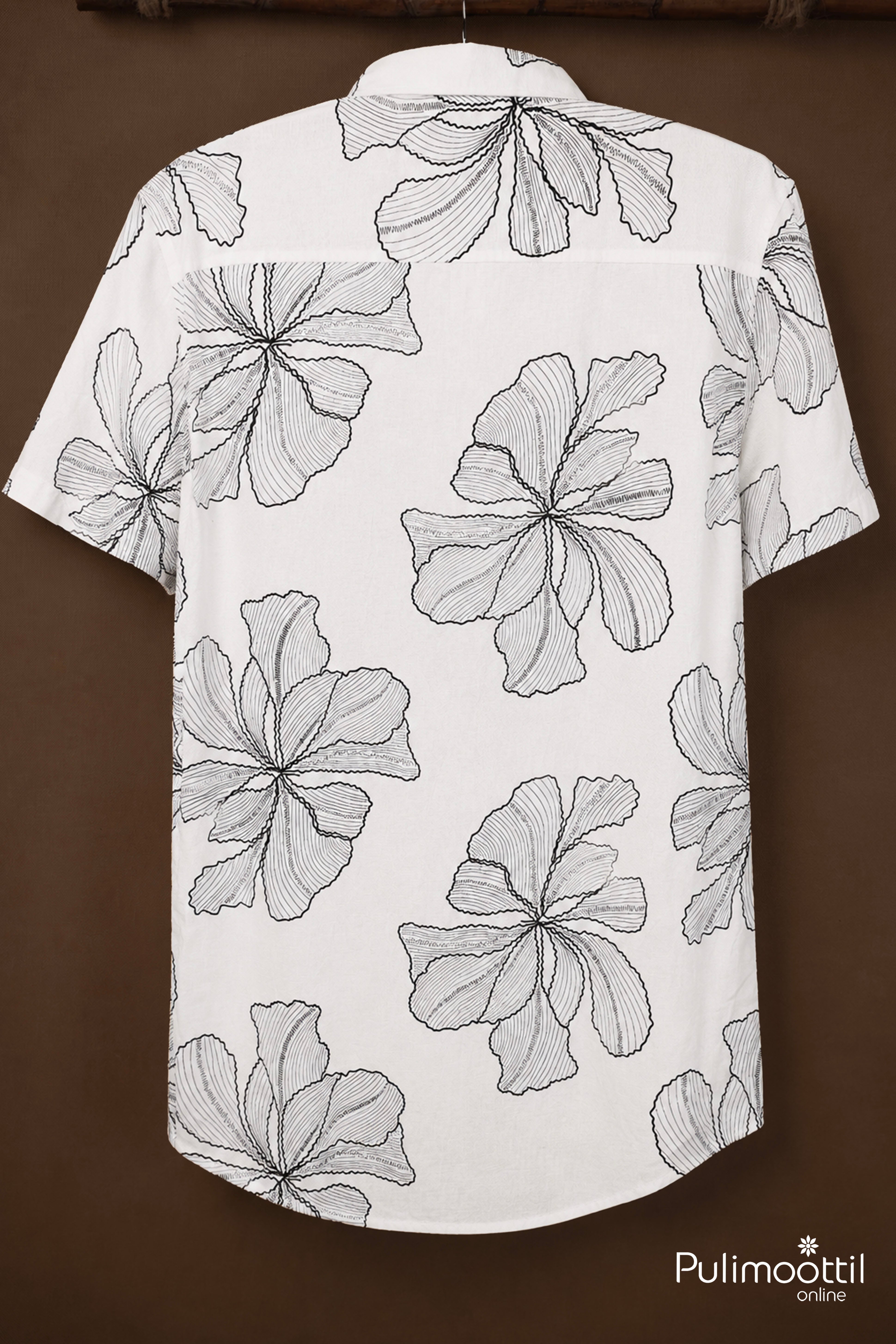 White Color Half Sleeve Mens Shirt With Floral Print
