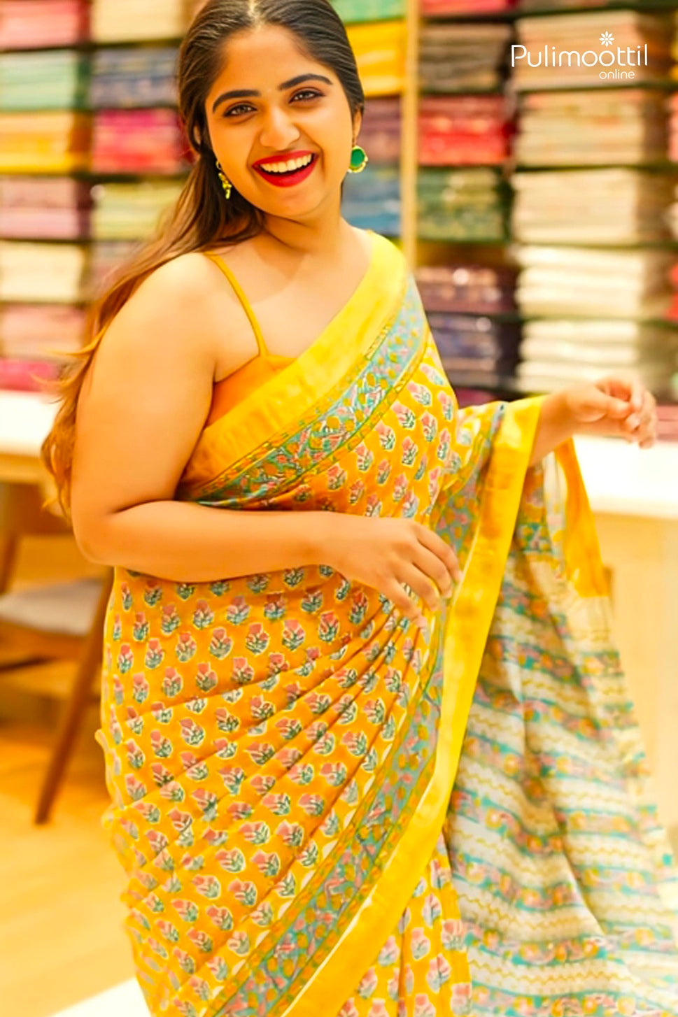 Yellow Colour Chanderi Saree