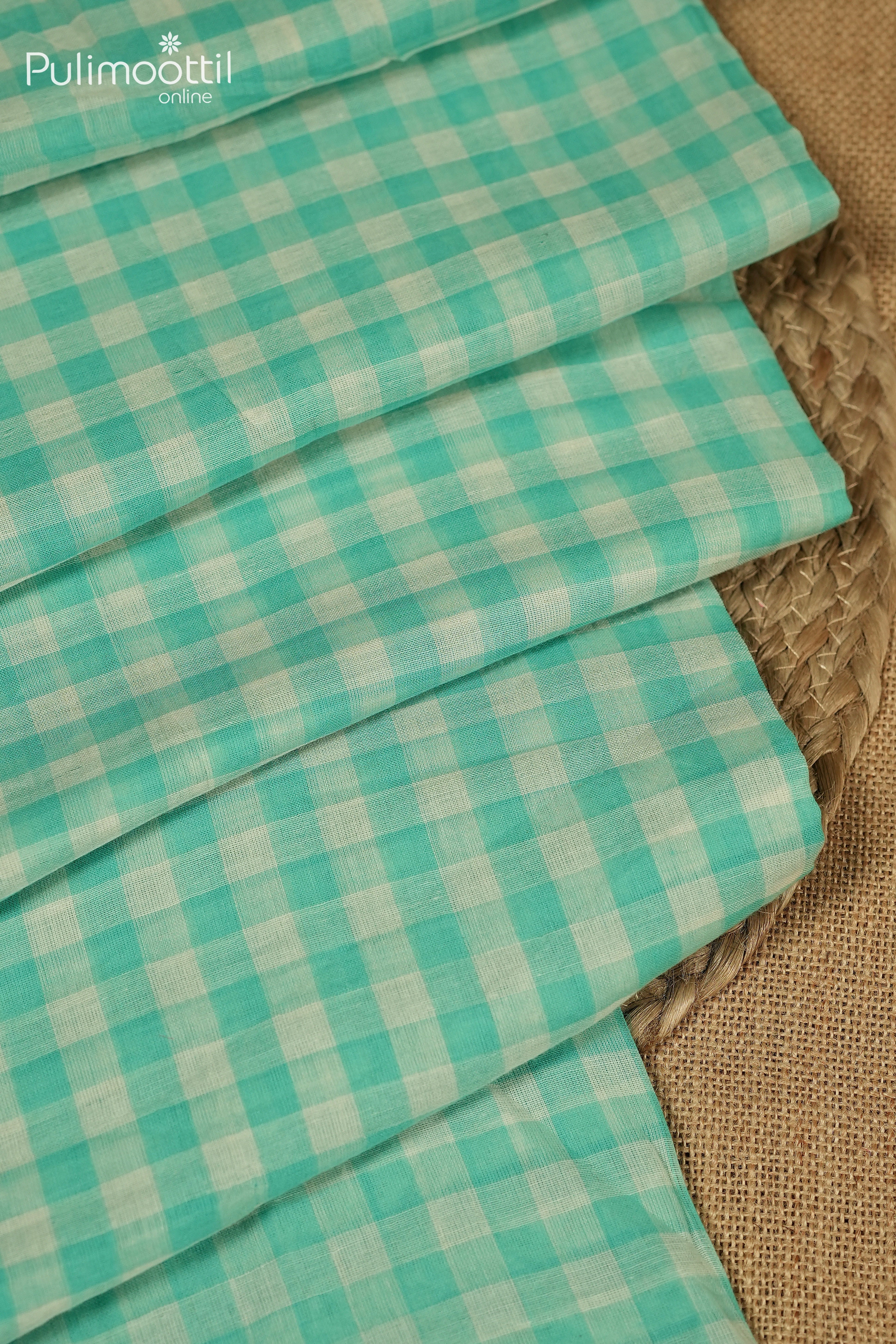 LIght Teal Colour Mul cotton Saree