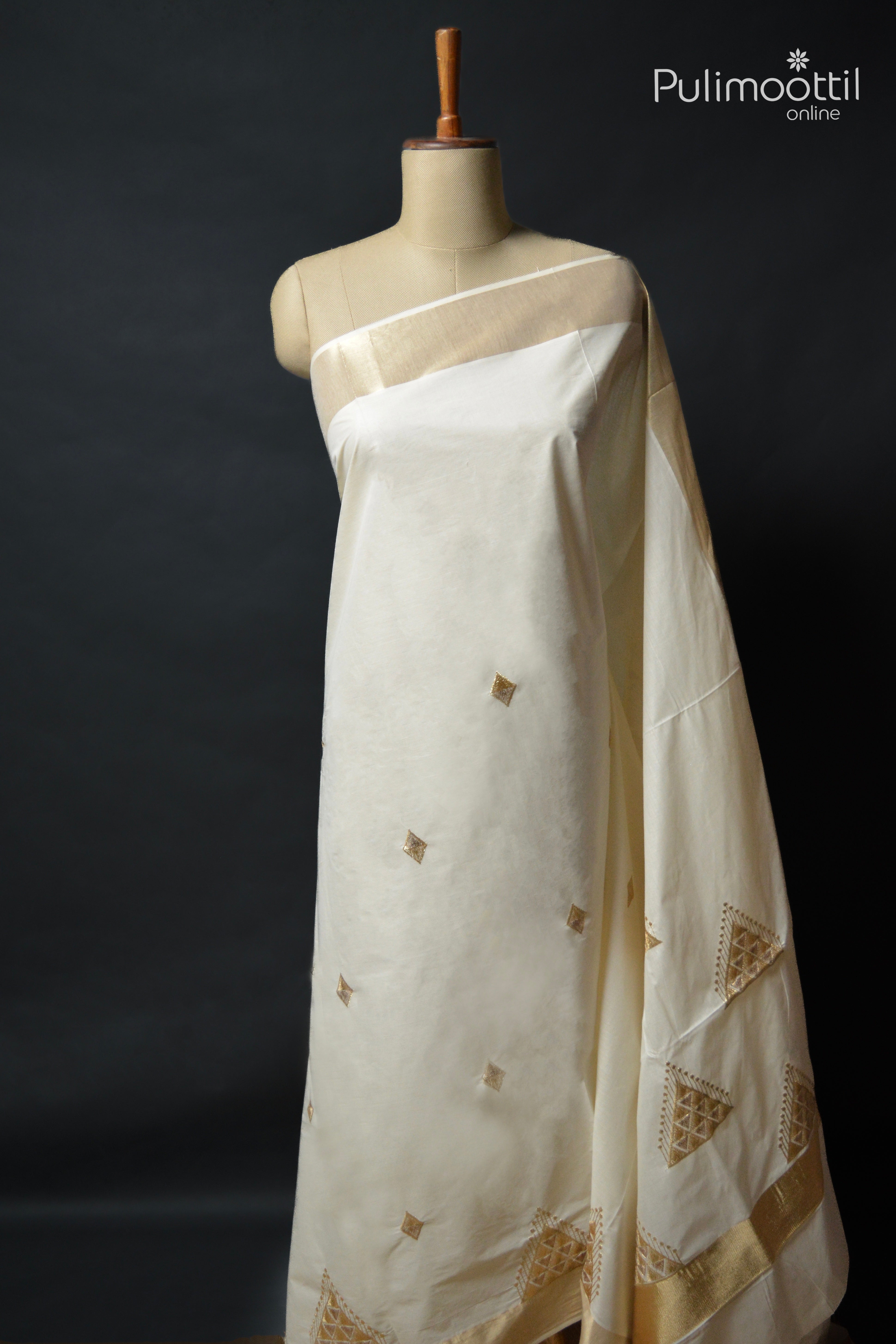 OffWhite Colour Kerala Traditional Cotton Set Saree