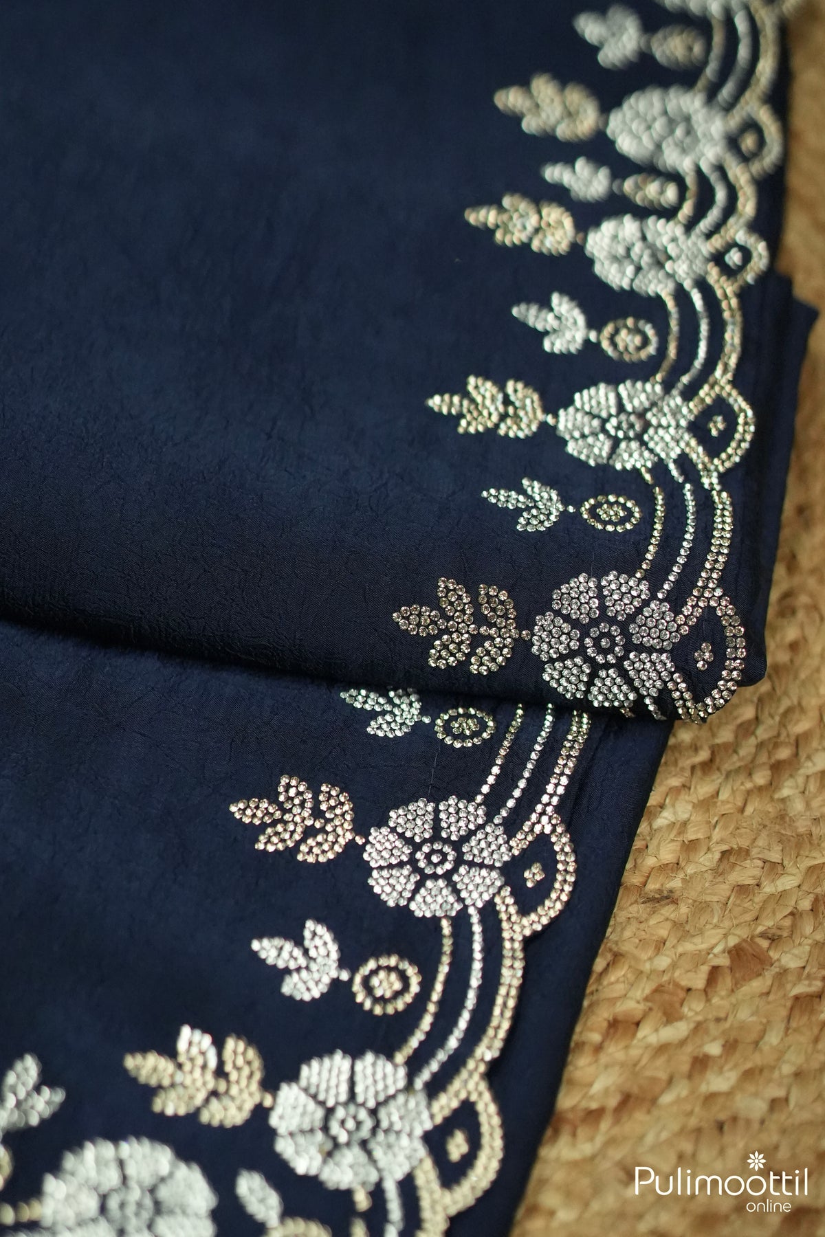 Blue Color Crushed Georgette Fancy Saree