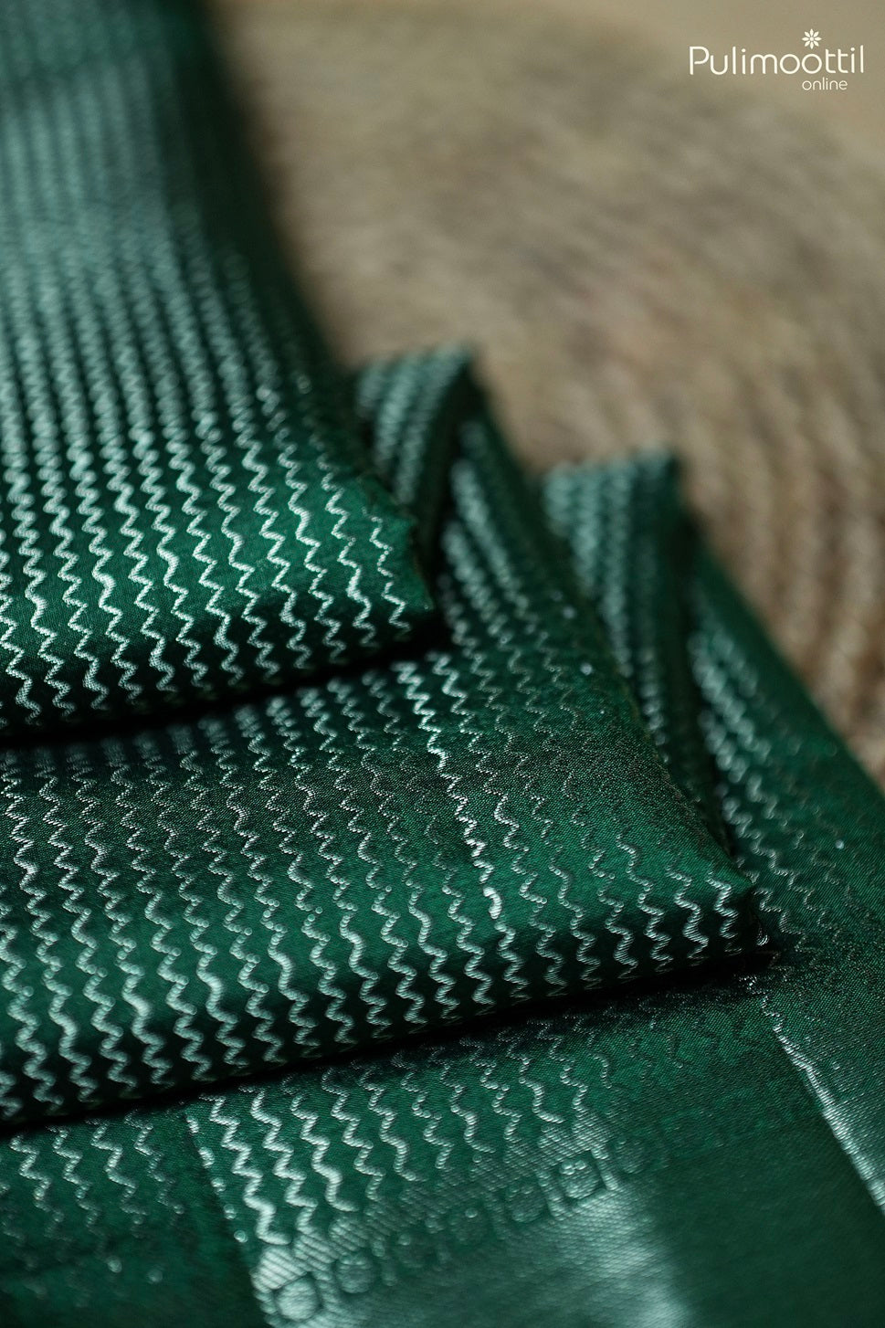 Bottle Green Chiniya Silk Saree