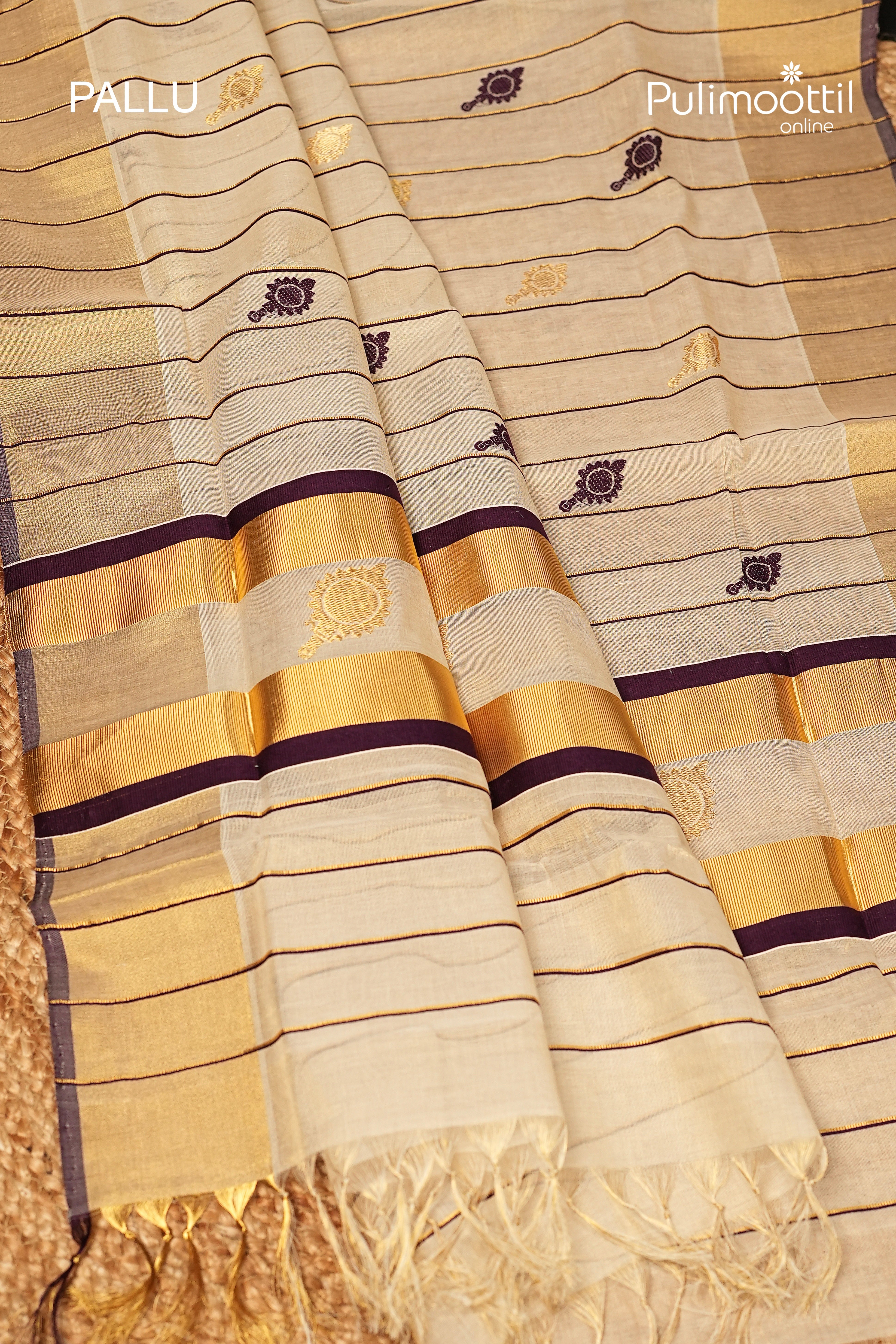 Kerala Traditional Golden Tissue Handloom Set Saree