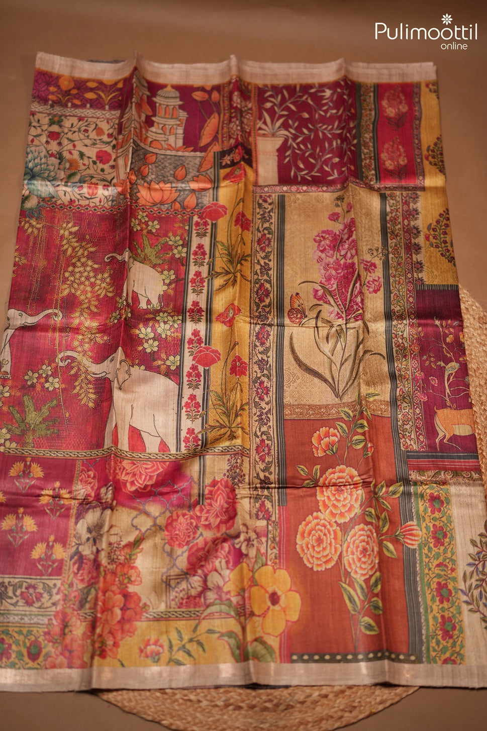 Multicolor Tussar Silk Saree