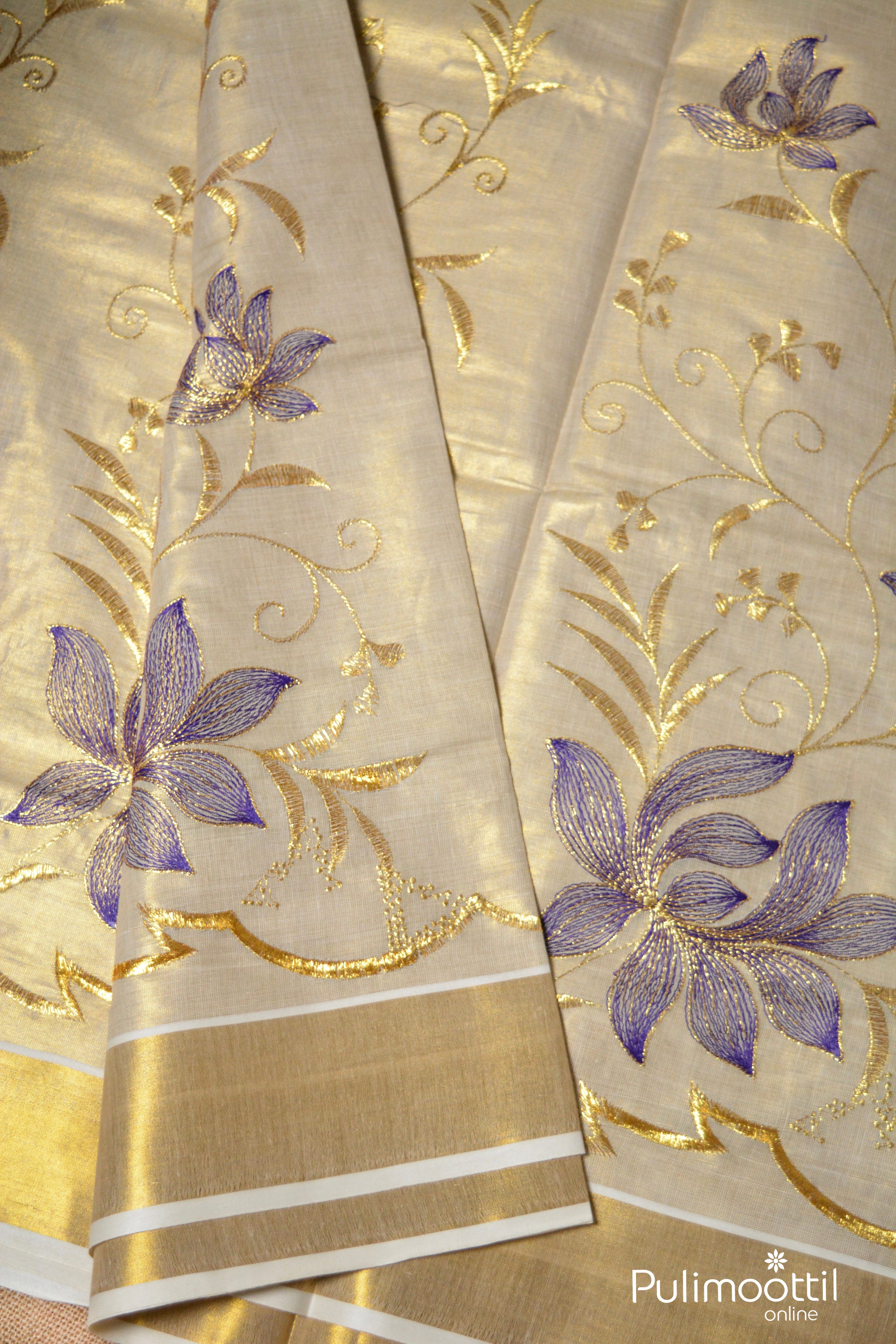Kerala Traditional Golden Tissue Set Saree