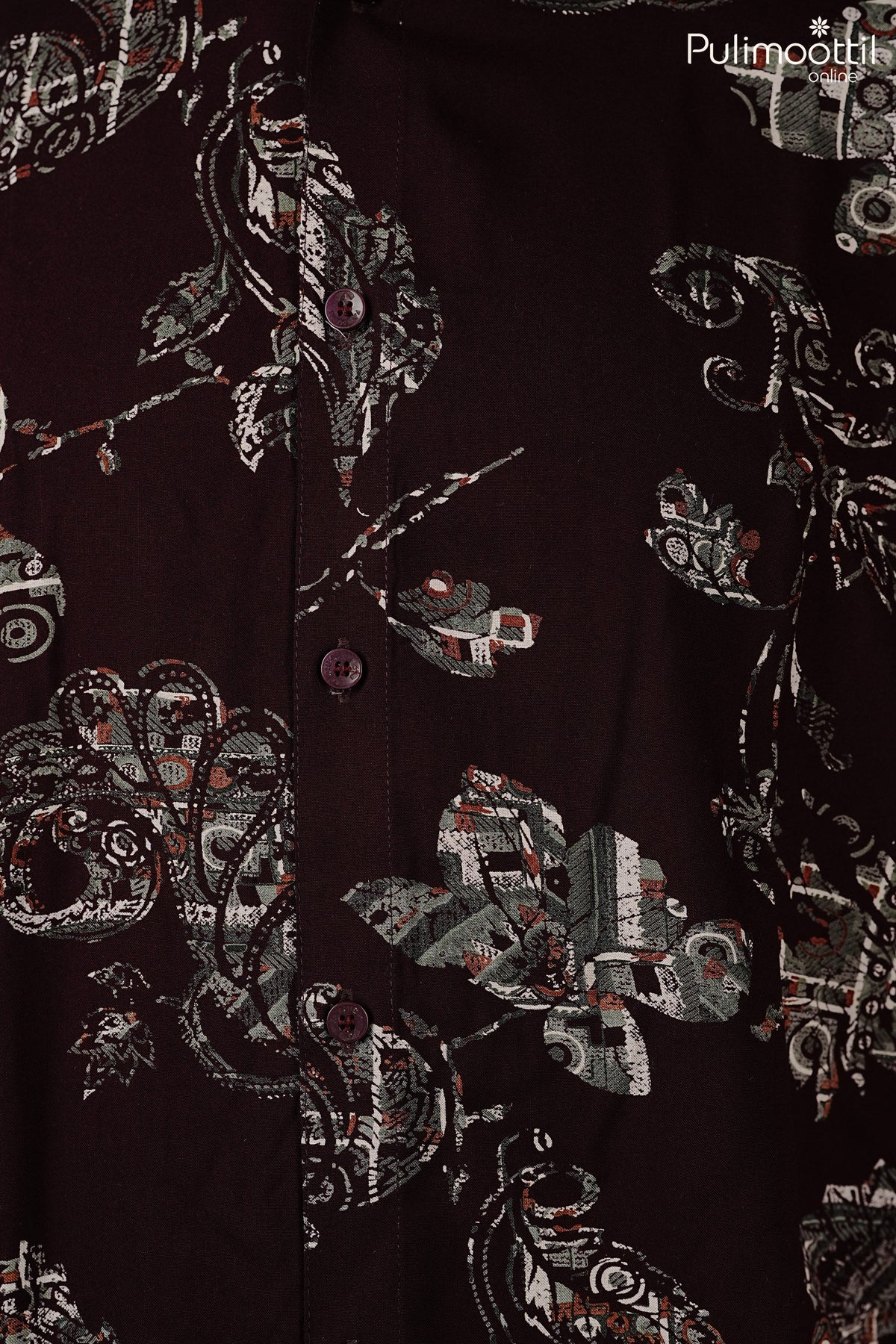 Deep Wine Color Half Sleeve Mens Shirt