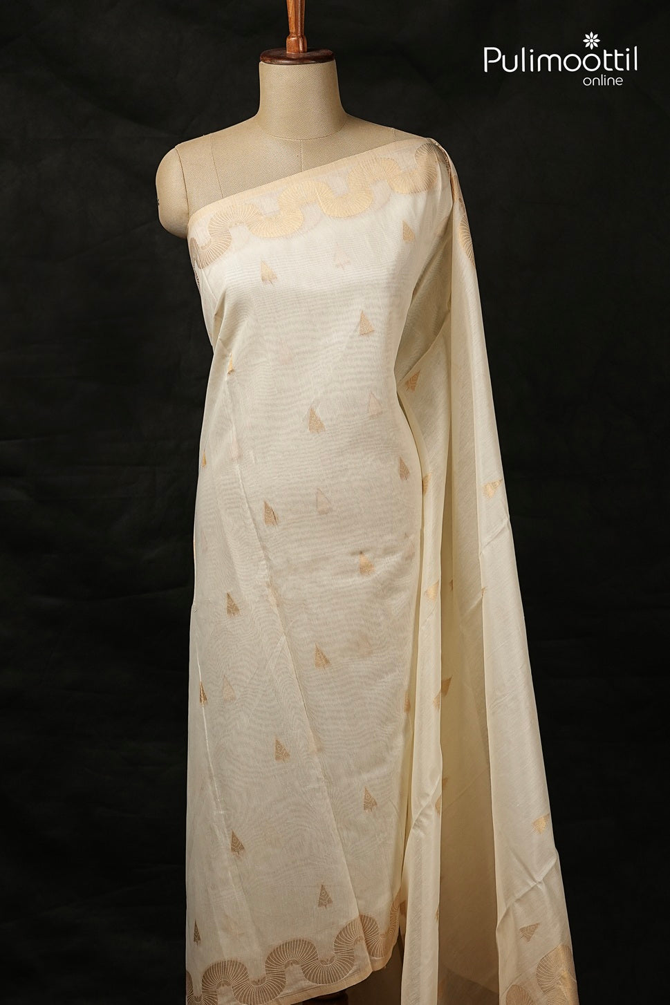 Offwhite Colour Semi Chanderi Traditional Saree
