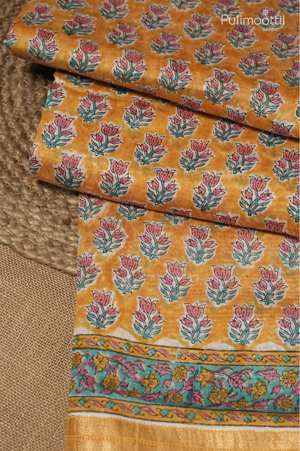Yellow Colour Chanderi Saree