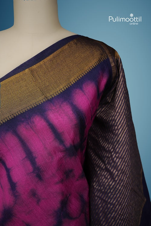 Multi Shade Semi Jute Saree With Contrast Border.