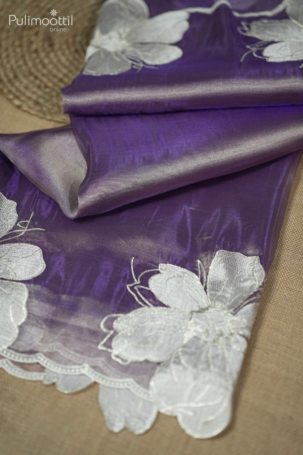 Violet Colour Shimmer Organza Saree