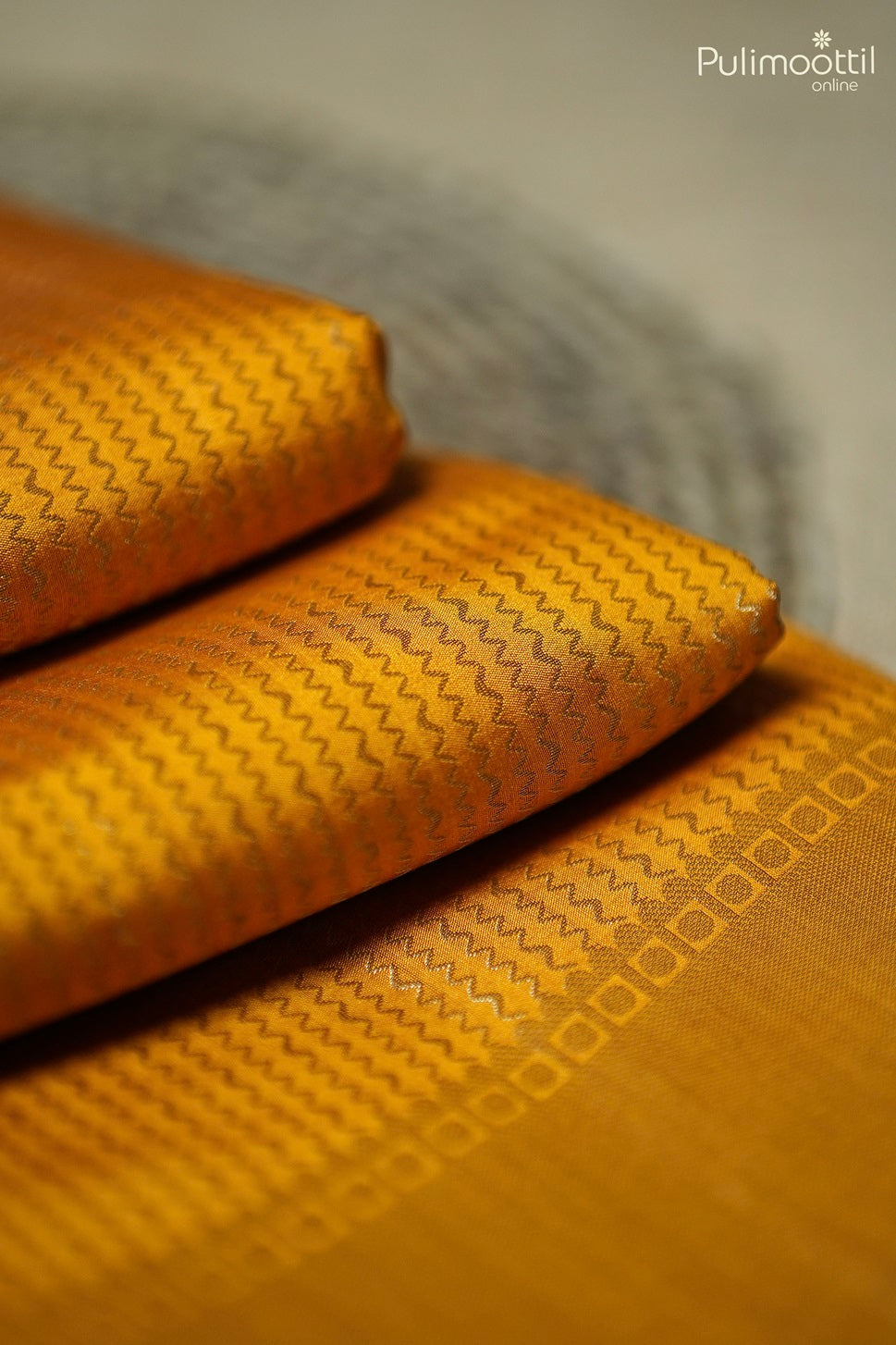 Mustard Yellow Chiniya Silk Saree.