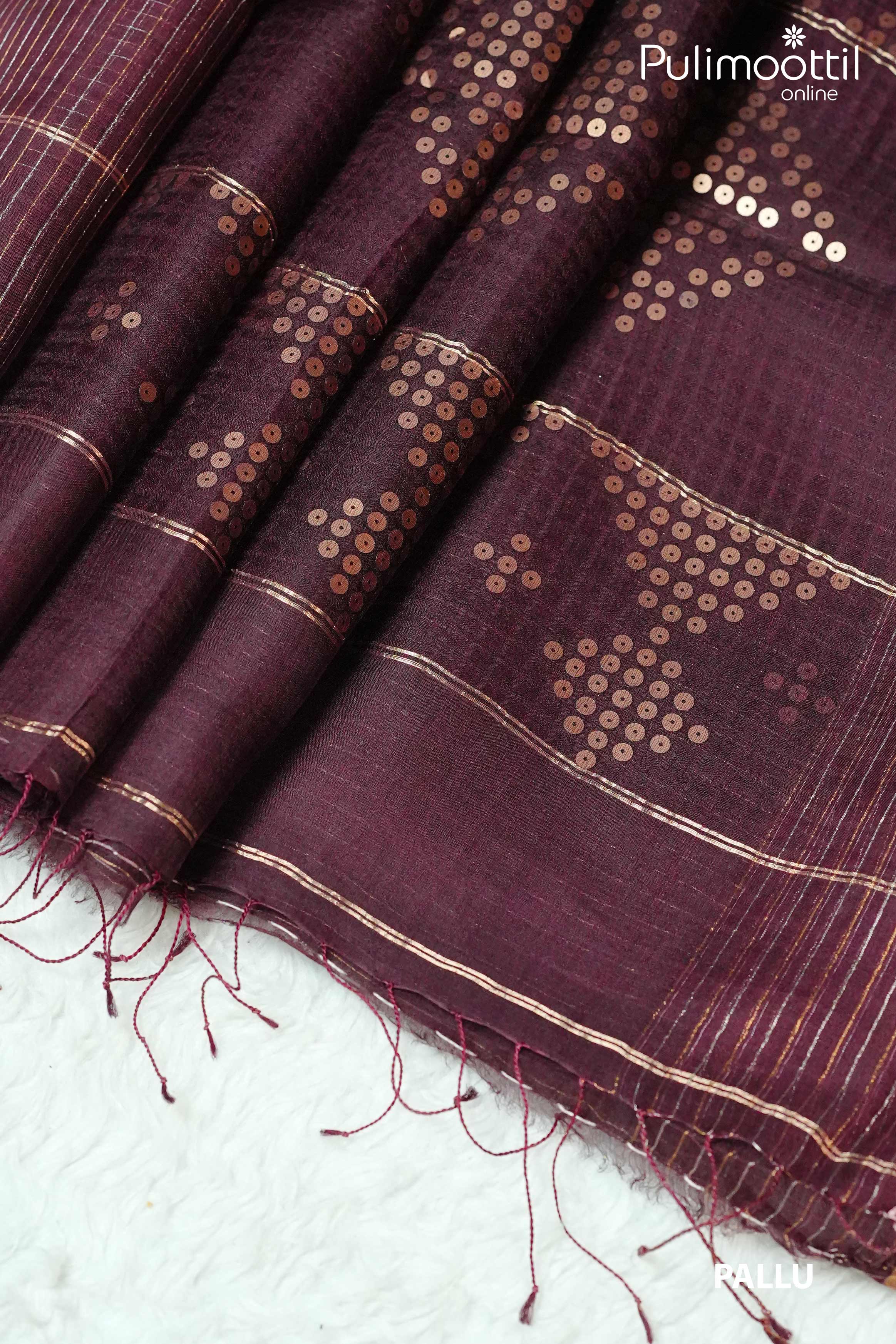 Brown Colour Tussar Silks Saree.