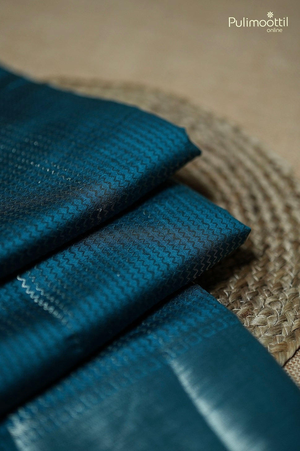 Dark Teal Blue Colour Chiniya Silk Saree