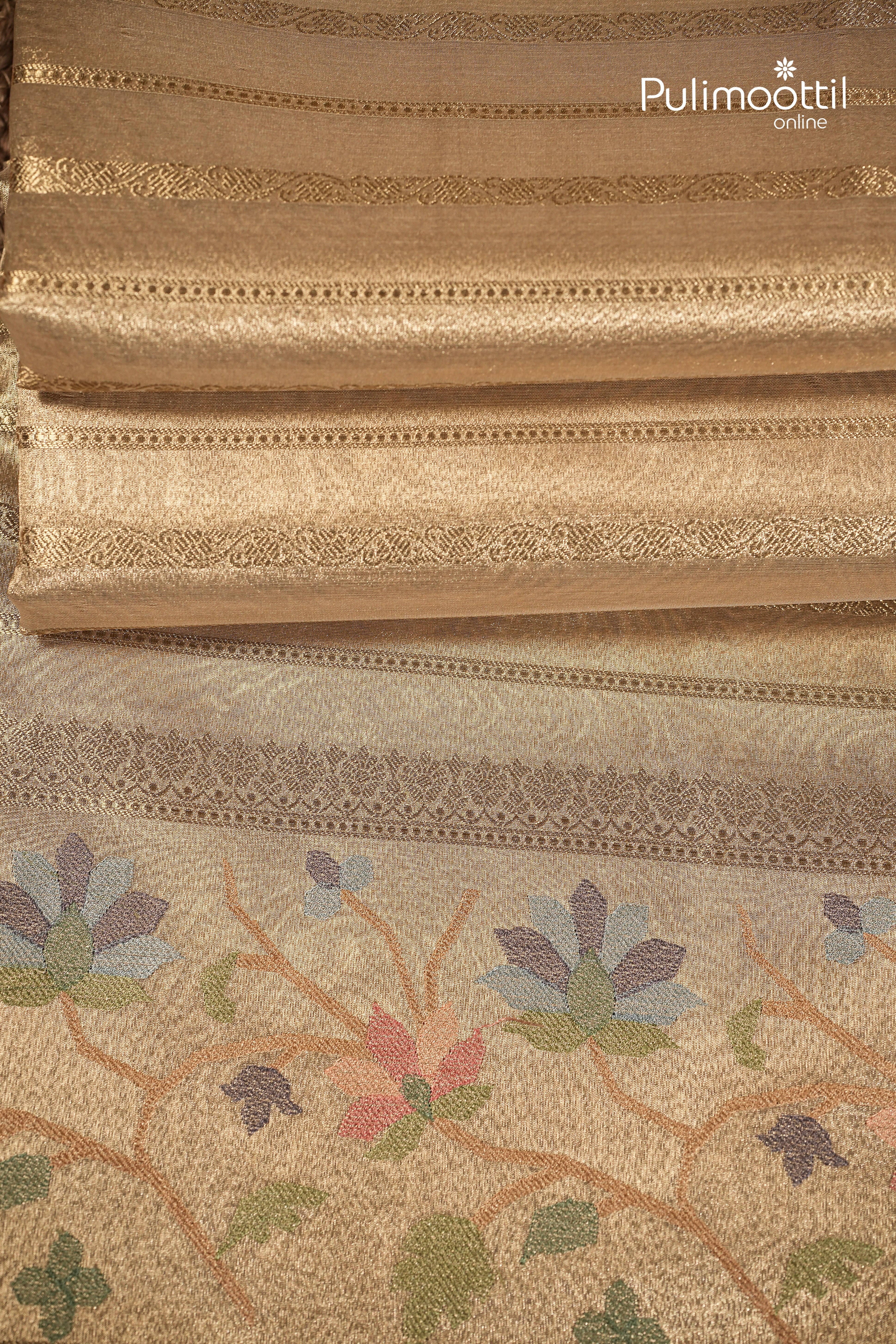 Kerala Traditional Golden Tissue Saree