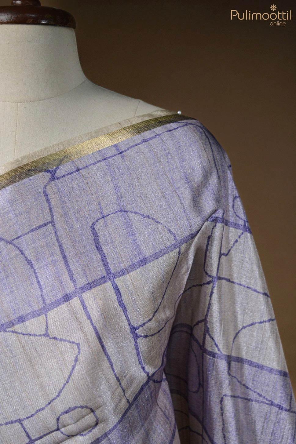 Lavender Colour Tussar Silk Saree