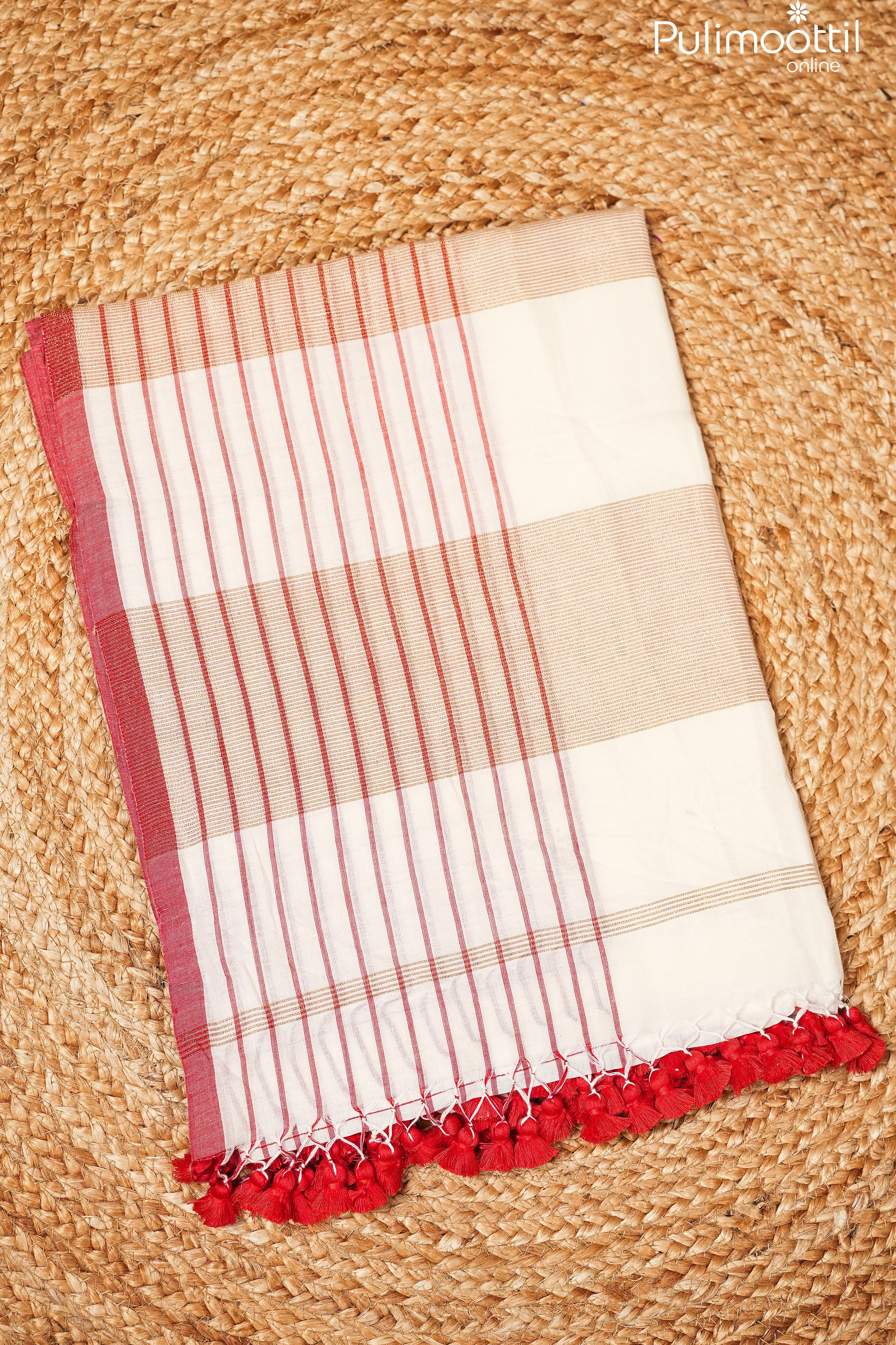 Cream Colour Mul Cotton Saree