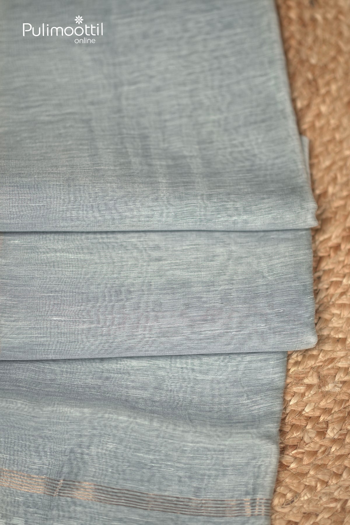 Ash Blue Colour Linen Silk Saree