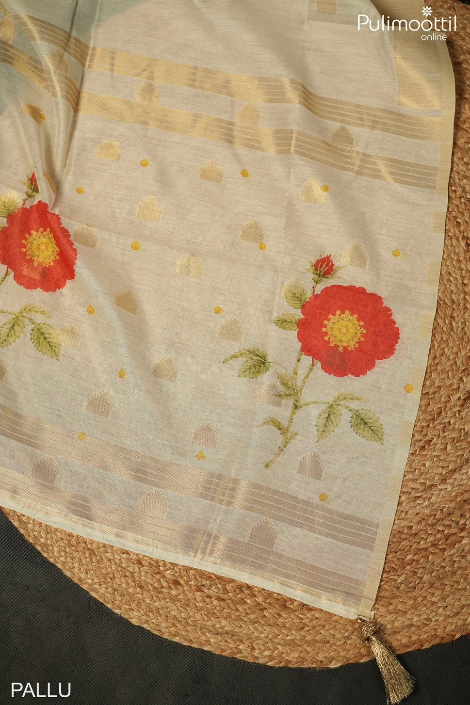 Kerala Traditional Semi Chanderi Saree