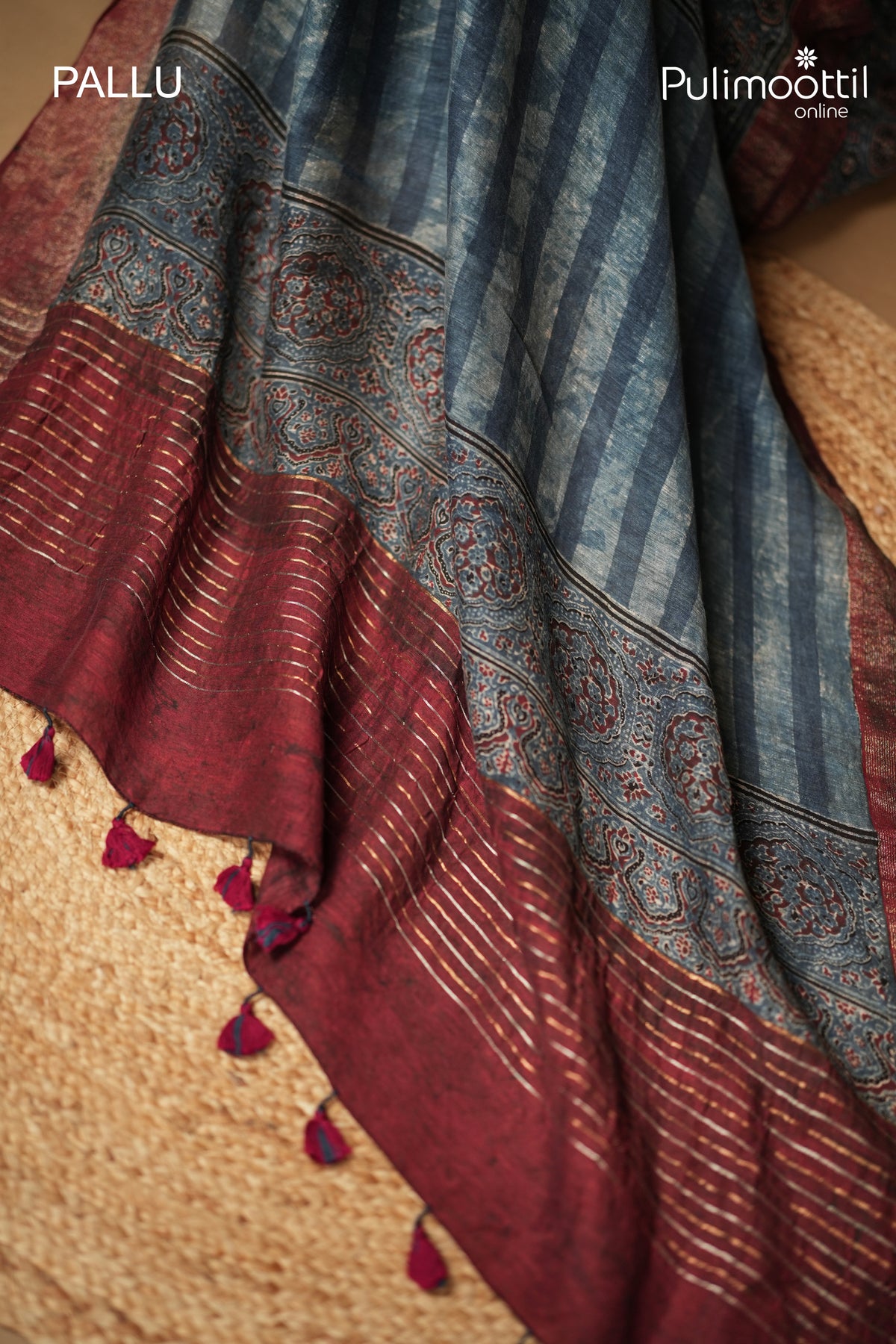 Indigo Blue Colour Pure Chanderi Silk Saree