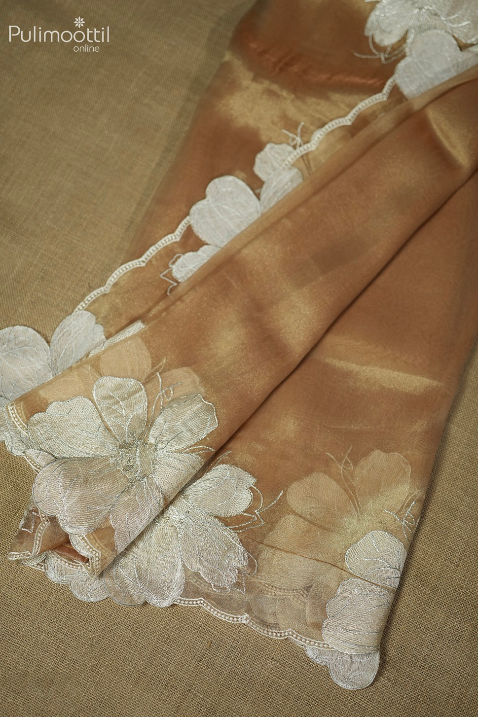 Golden yellow Colour Shimmer Organza Saree