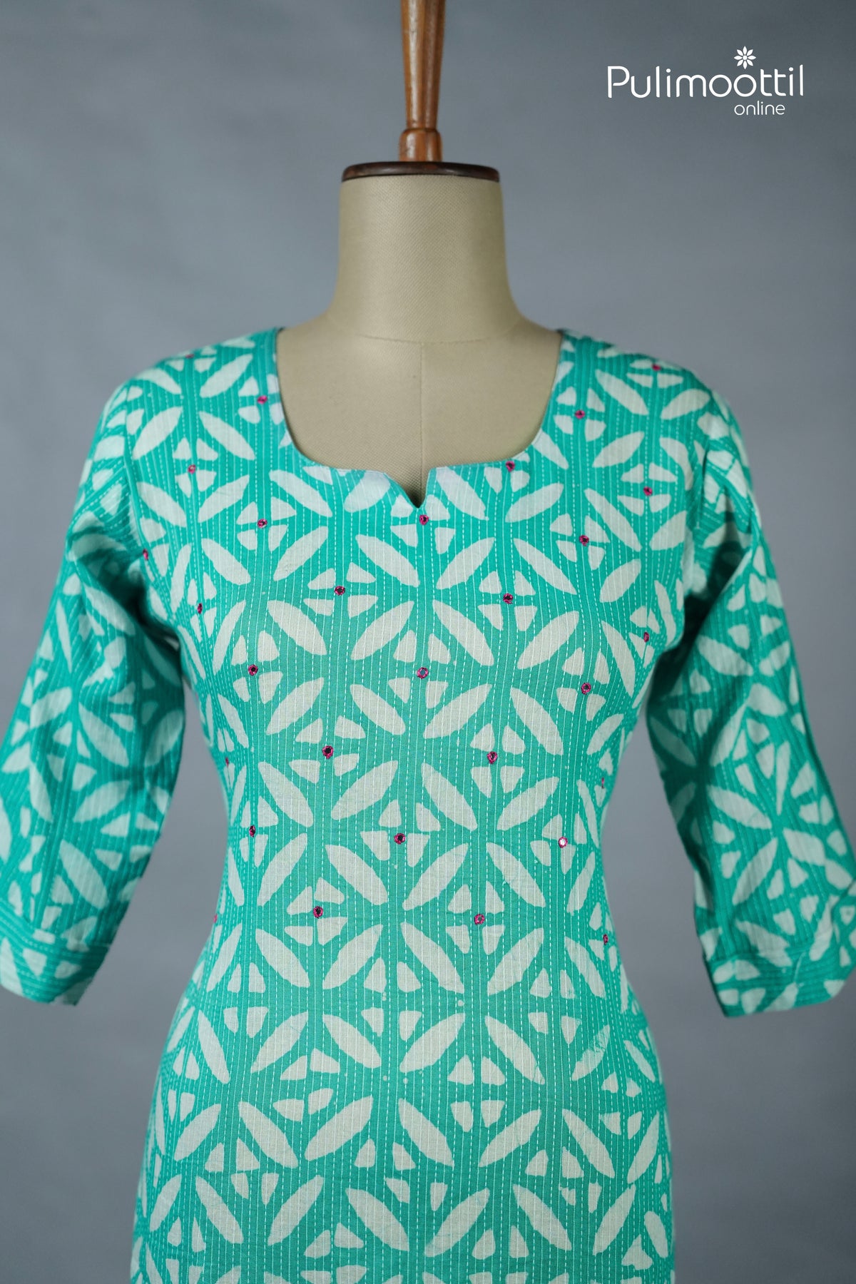 Light Peacock Green Colour Cotton Kurti