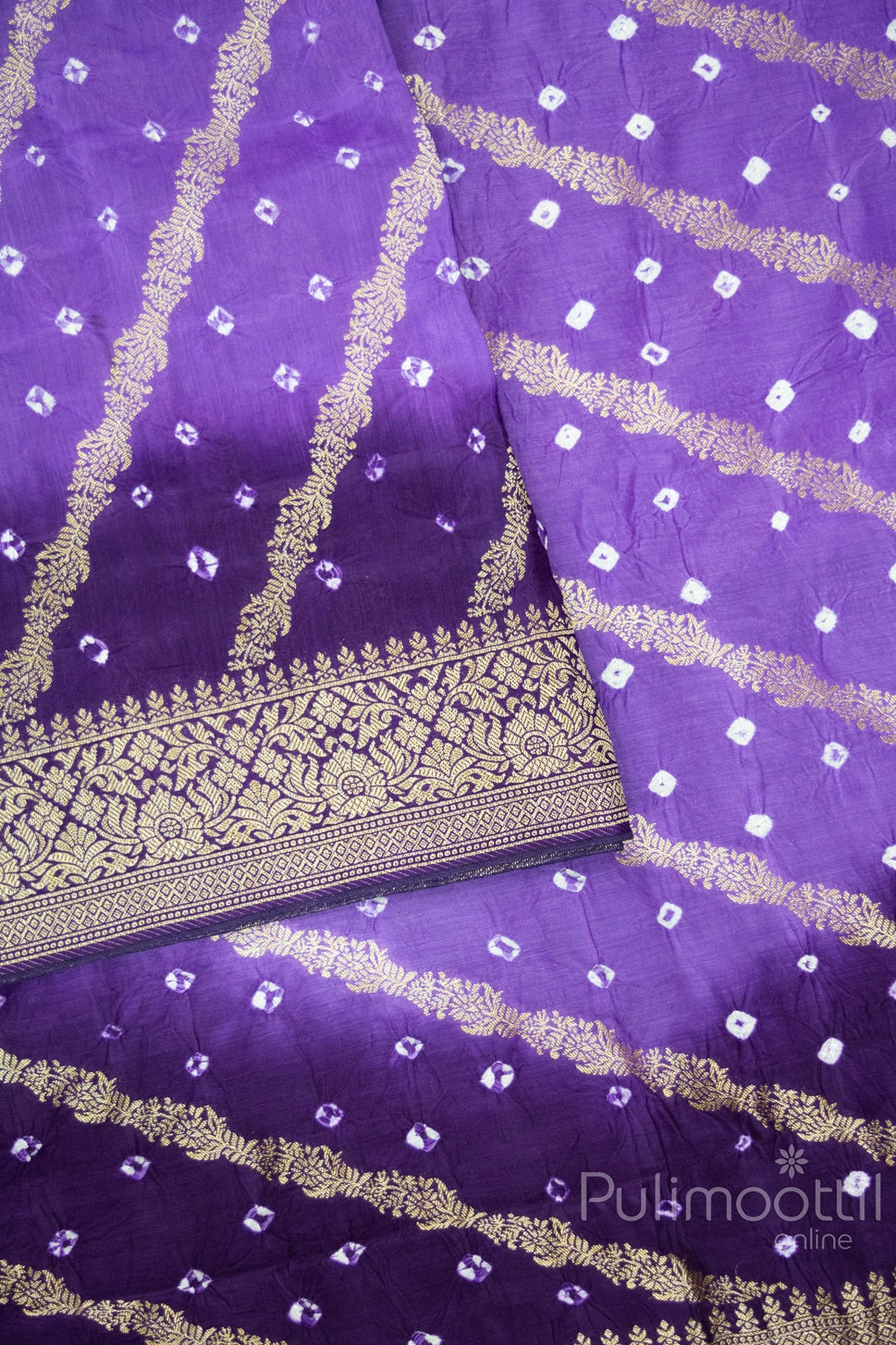 Purple Colour Banarasi Bandhini Saree.