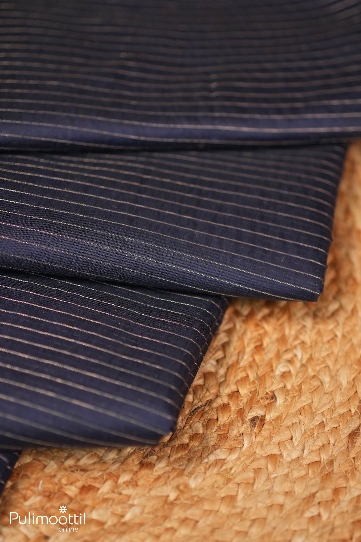 Navy Blue Semi Chanderi Saree