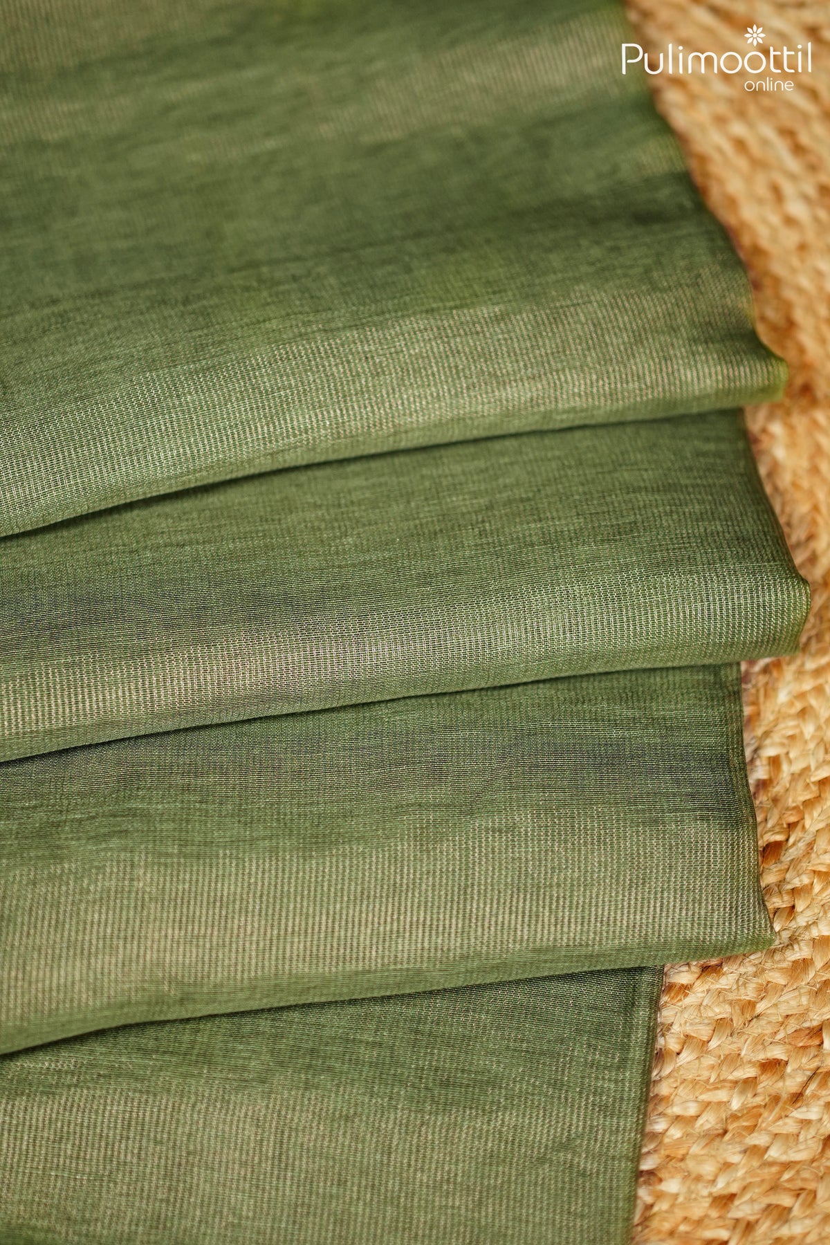 Olive Green Colour Linen Saree
