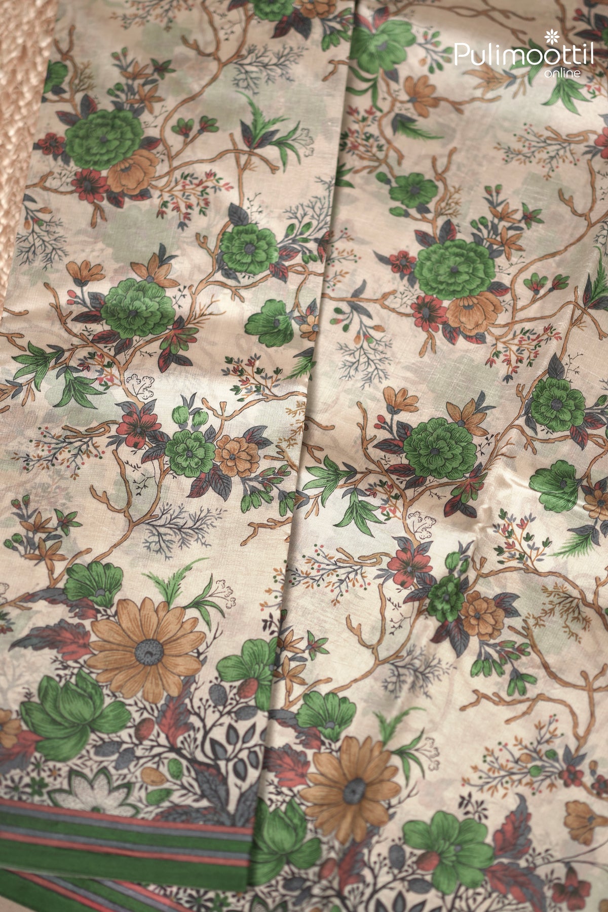 Ivory Colour Tussar Silk Saree