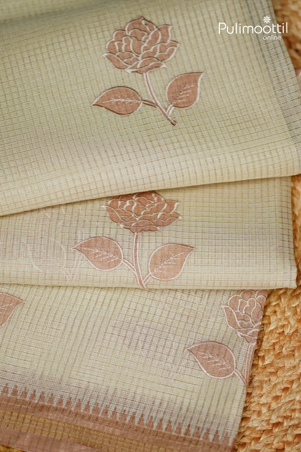 Ivory Colour Net Cotta Saree